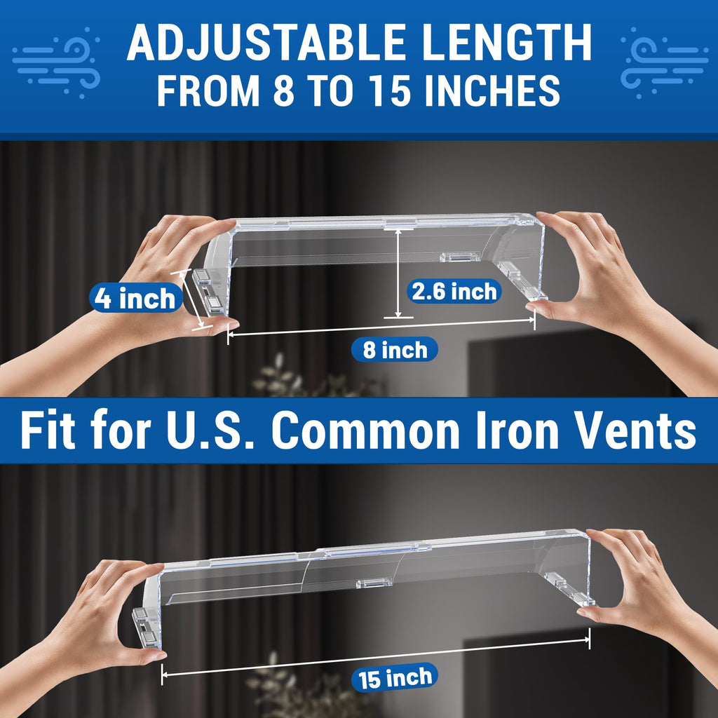 Heat&Air Vent Deflector,Adjustable Between 8’’ to 15’’,Heat Resistant Magnetic Floor Vent deflectors/ac Vent Deflector/Ceiling Vent deflector-2PACK