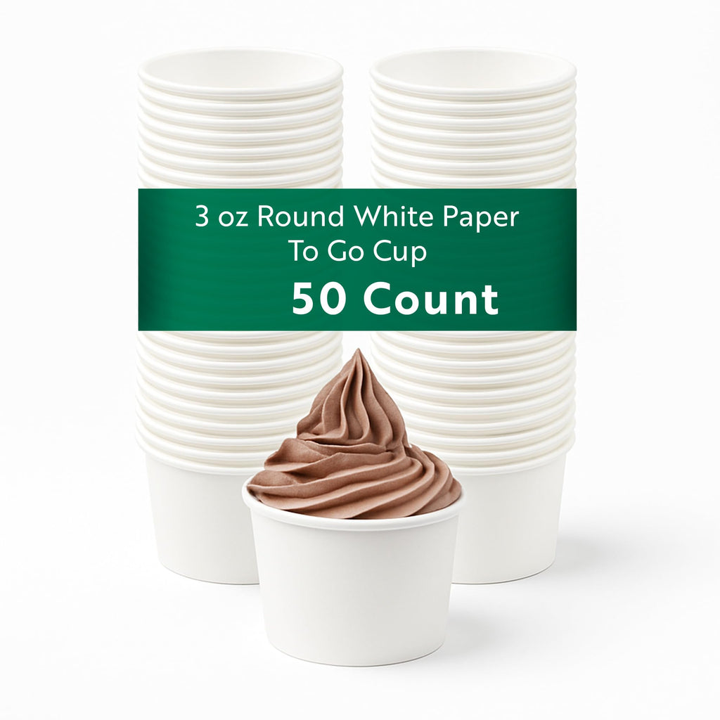 Restaurantware White 3 Count to Go Cup Disposable 3 x 3 x 1.8 Inches Paper Mini Cup Grease-Resistant Cup Recyclable Durable Design