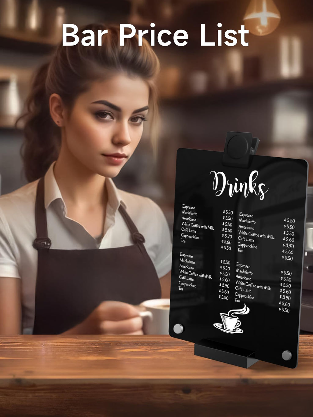 Kivsty 2 PCS Desktop Black Dry Erase Board with Stand - 30 x 20cm Small Acrylic Black Board with Marker and Magnetic Clip, Reusable Desk Notepad, to-Do List, Menu Board Signs for Bar, Office, Home