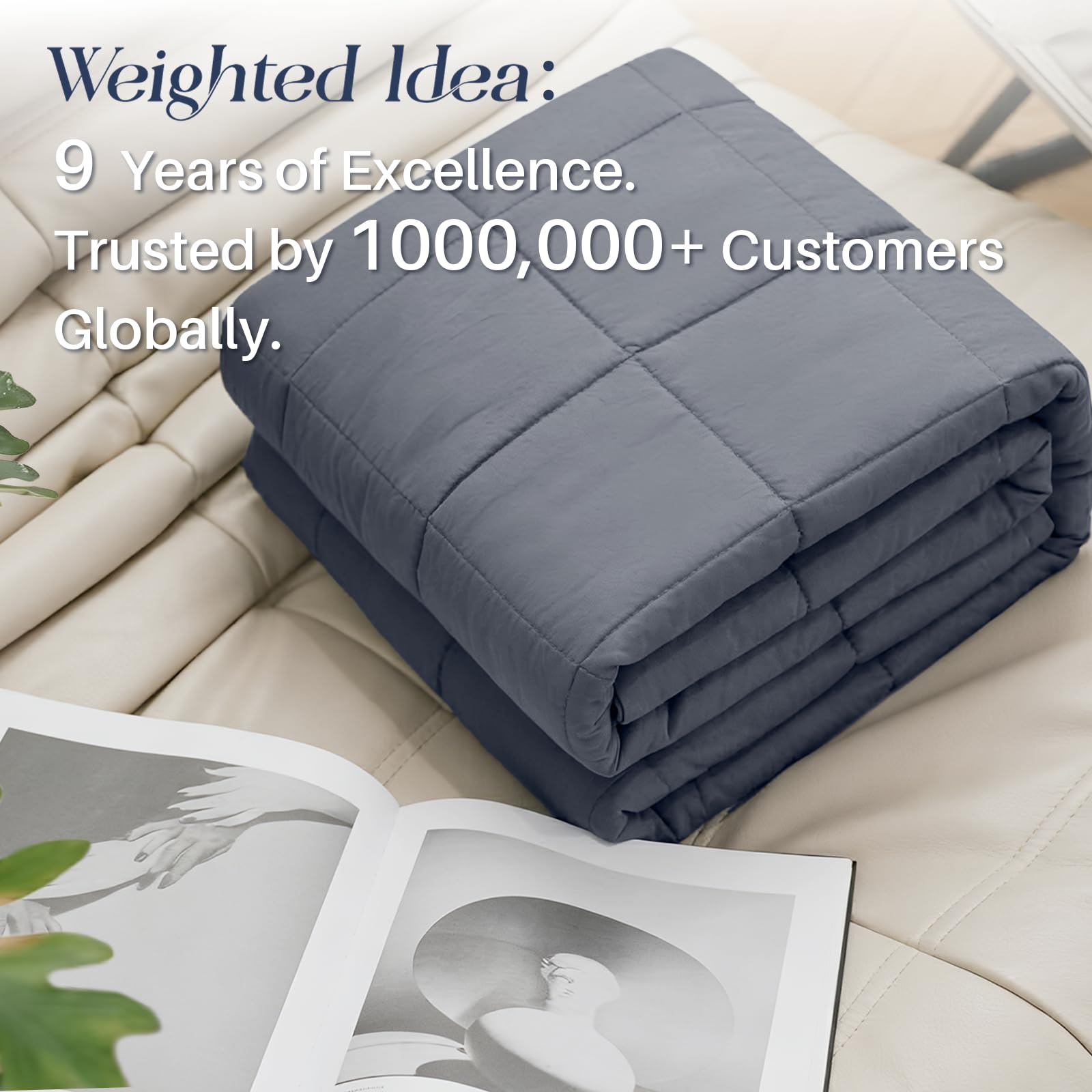 Weighted Idea Weighted Blanket for Adults (Dark Grey,60"x80",15lbs) Cooling Breathable Heavy Blanket with Premium Glass Beads All-Season Soft Thick Comfort
