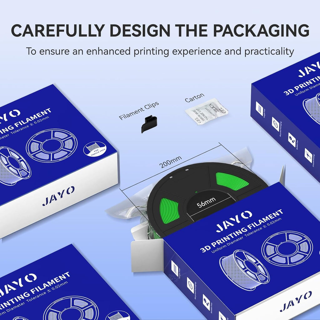 JAYO PLA 1.75mm 3D Printer Filament 1.1KG, Dimensional Accuracy +/- 0.02mm, Neatly Wound, No Clogging, Vacuum Package, Fits for Most FDM 3D Printers, Black.