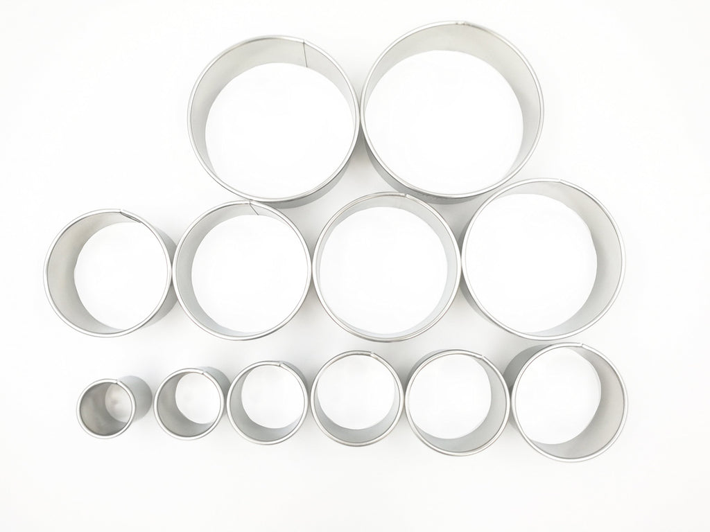 JOKUMO 12 Piece Plain Round Pastry/Cookie Cutter Set Heavy Duty Commercial Grade 18/8 304 Stainless Steel - Metal Marked Size - Perfect for Cooking Enthusiast (12 Pcs Commercial Grade Round)