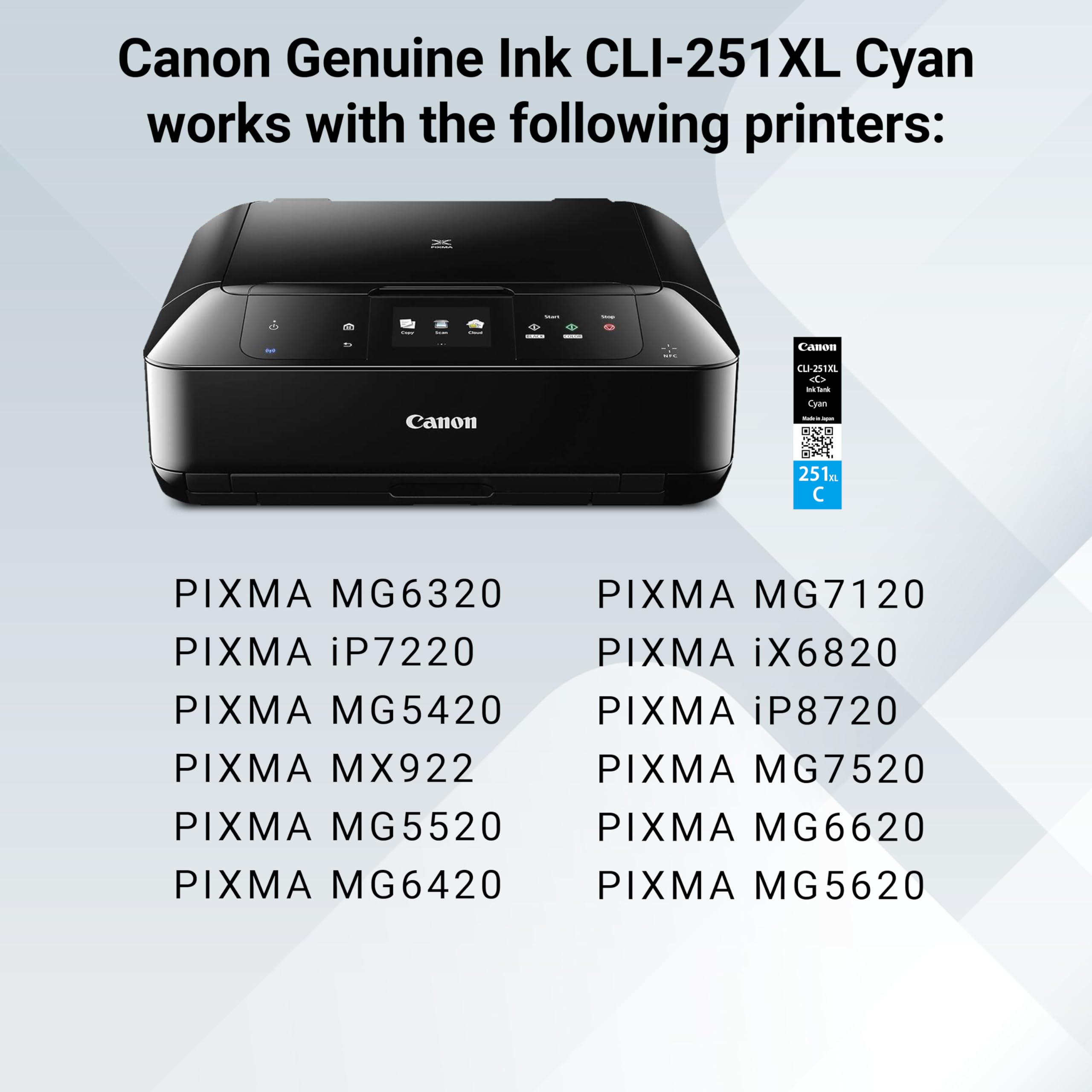 Canon CLI-251XL CYAN Compatible to iP7220,iX6820,MG5420,MG5520/MG6420,MG5620/MG6620,MX922/MX722,iP8720,MG6320,MG7120,MG7520 Printers
