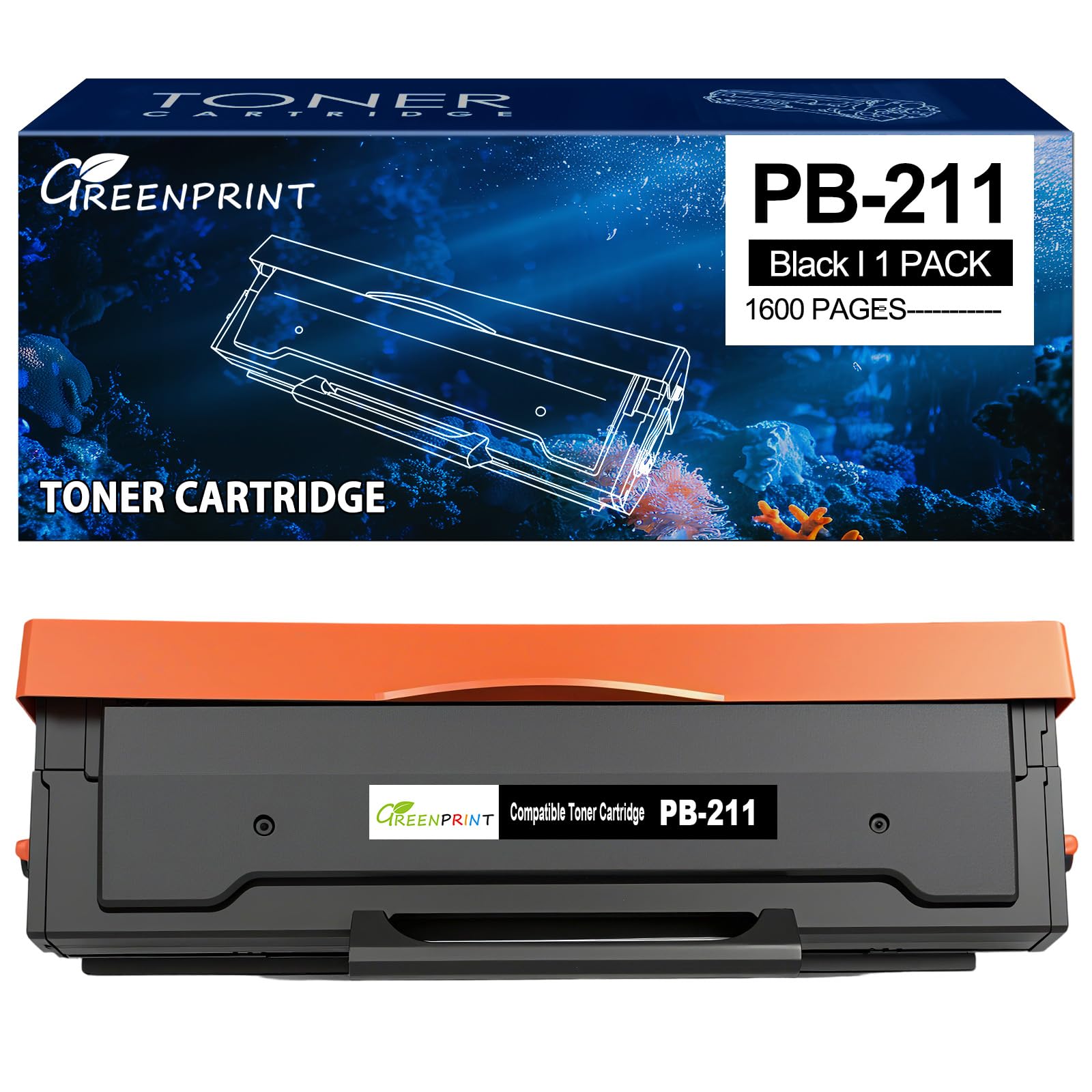 PB-211 PB-210E Compatible Toner Cartridge 1600 Pages Black for M6552NW M6602NW M6500NW M6550NW M6600NW P2500 P2500W P2502 P2502W P2511W P2516 P2207 Printers Replace PB-211 PB211 PB-210E PB-211EV