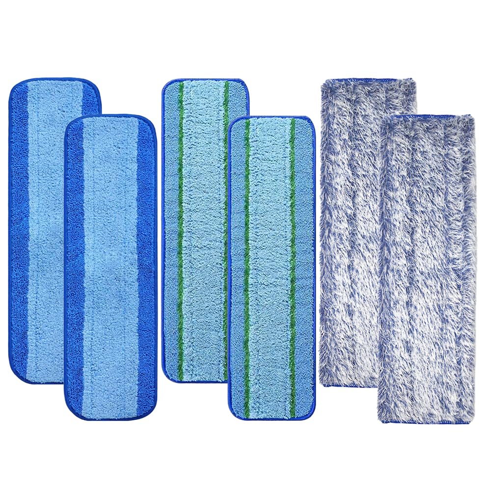 6 Pack Mop Pads Refills for Bona Family of Mops, 2 Microfiber Cleaning Pad, 2 Deep Clean Microfiber Pad, 2 Dust Clean Pads