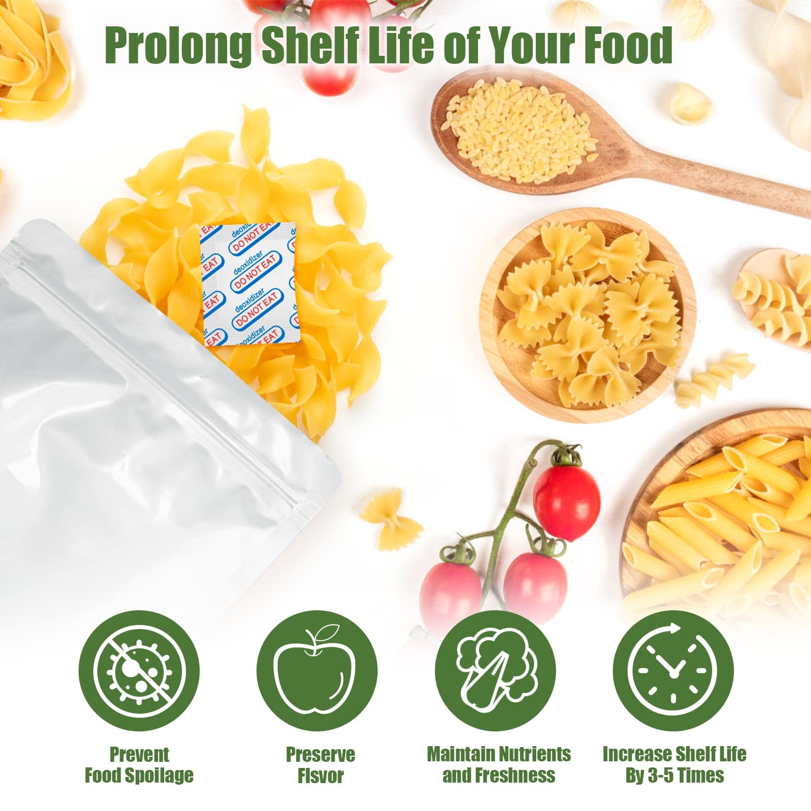 LinsKind 110 Packs 500CC Food Grade Oxygen Absorbers (10 Packs in Individual Vacuum Bag, 11x Packs of 10), Oxygen Absorbers for Food Storage, with Oxygen Indicator, for Mylar Bags, Mason Jars, Canning