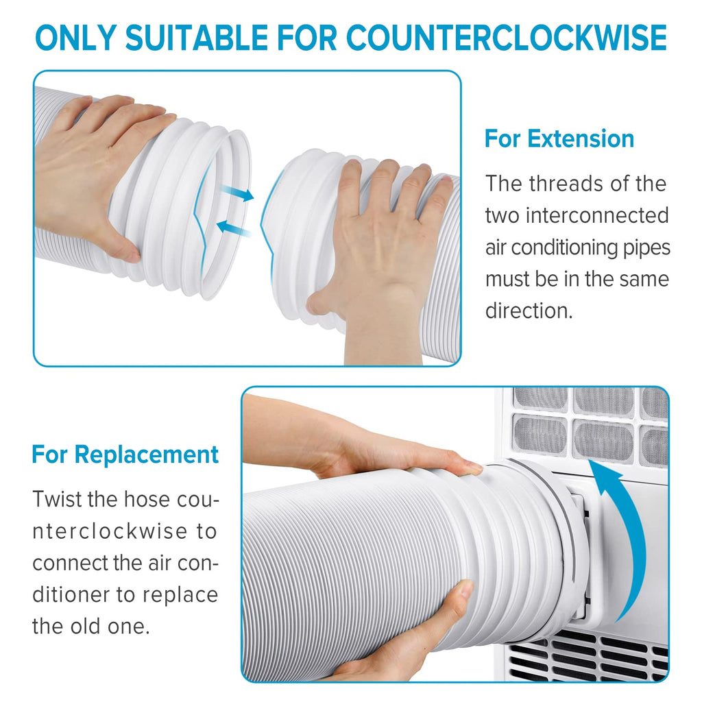MOAOO Air Conditioner Exhaust Hose, 59 Inch Exhaust Hose for Portable Air Conditioner with 5.9 Inch Diameter, Counter Clockwise Thread for LG, Haier and Other Portable Air Conditioners
