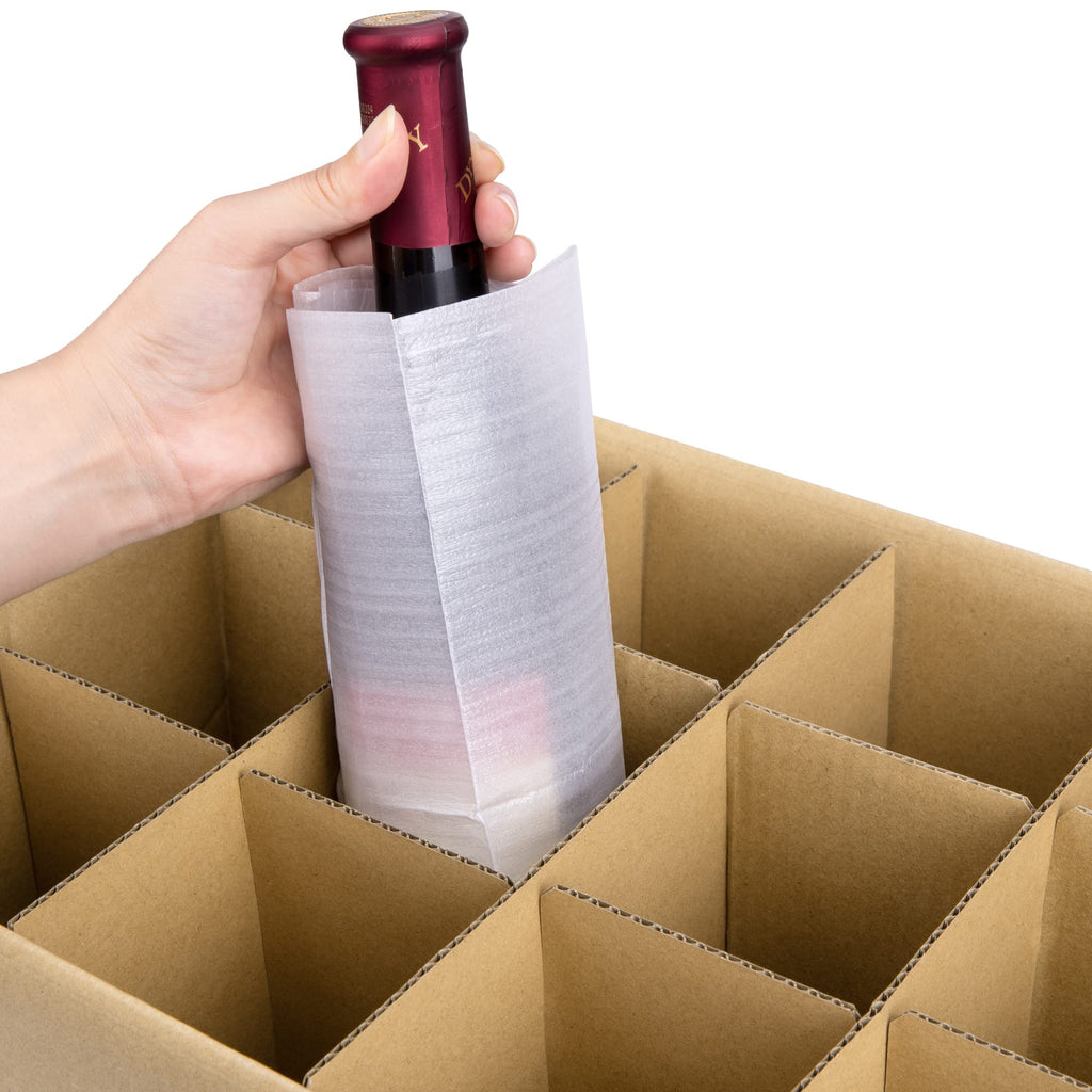 codree 4 Sets Glass Packing Kits- Glass Dividers for Moving Boxes- Glassware Dish Packing Boxes Corrugate Dividers with 48 pcs Foam Pouches Fits 16x12x12 Inch Box (Box Not Included)