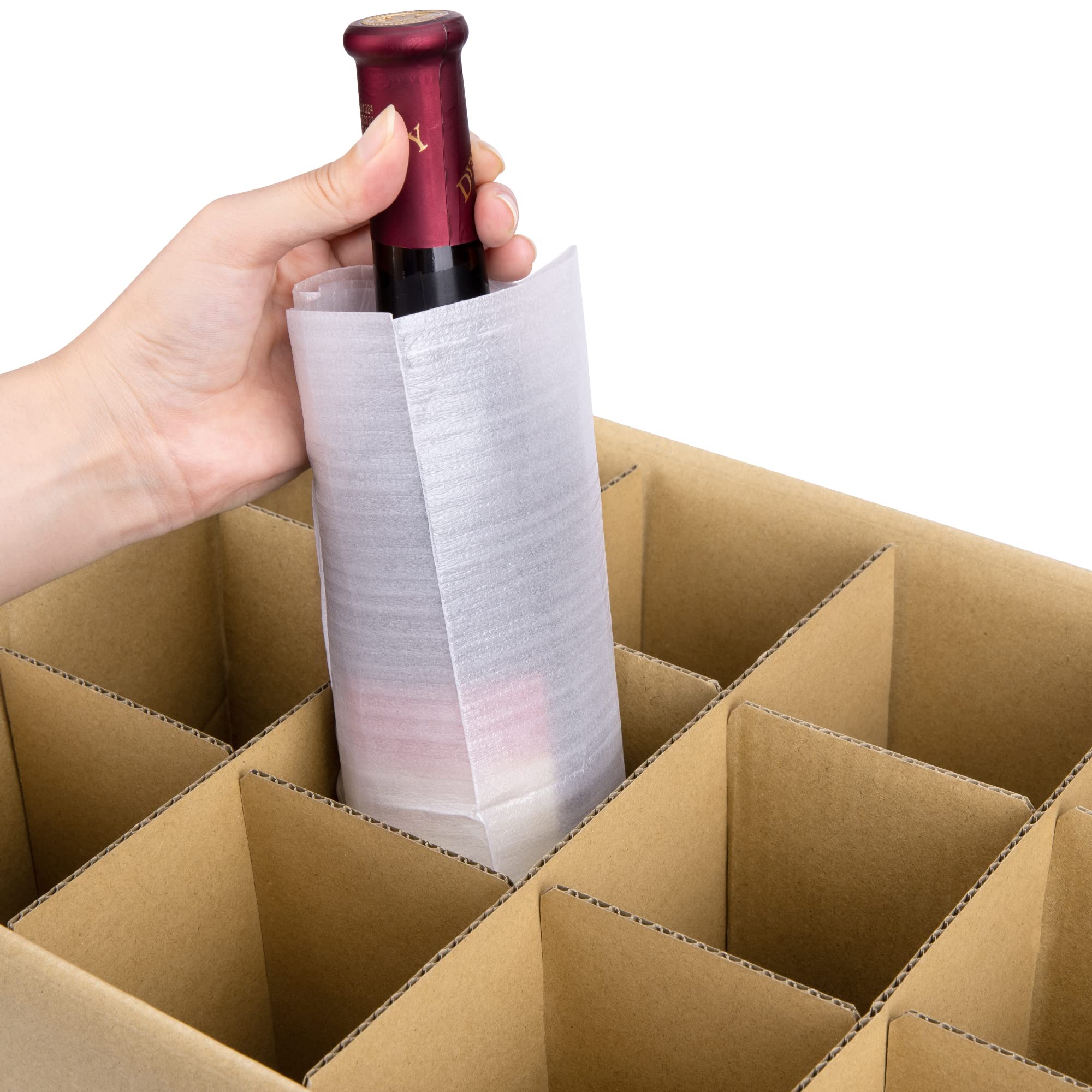 codree 4 Sets Glass Packing Kits- Glass Dividers for Moving Boxes- Glassware Dish Packing Boxes Corrugate Dividers with 48 pcs Foam Pouches Fits 16x12x12 Inch Box (Box Not Included)
