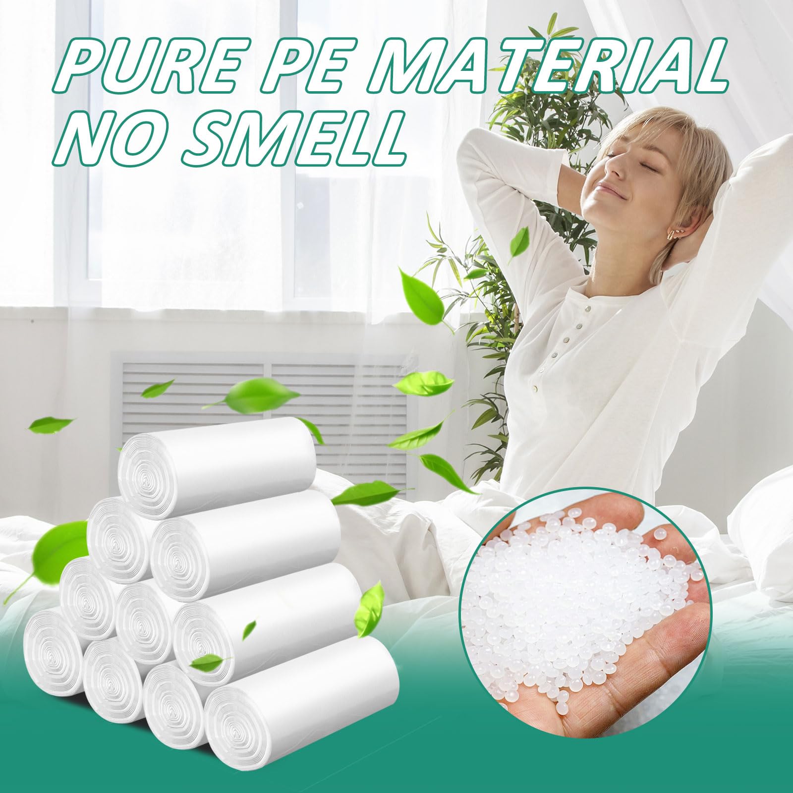 220 Count Small Garbage Bags-15 Litres/4 Gallon White Trash Bags for Office,Bedroom, Bathroom-Unscented 15L Small Trash Bags,compost bags