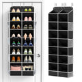 Yecaye 8 Tier Over the Door Shoe Organizer of Deep 16 Compartments, 50lbs Load Shoe Rack for Door in Oxford Holds 16-24 Pairs, Stain-Resistant Hanging Shoe Organizer for Closet, Black