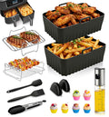 16 PCS Hot Air Fryer Accessories - Air Fryer Accessories Set for Ninja Foodi Max Dual Zone AF400EU/AF300EU, AF400EUCP, DZ400EU, 7.6L - 9.5L | BPA-Free, Dishwasher Safe, Reusable
