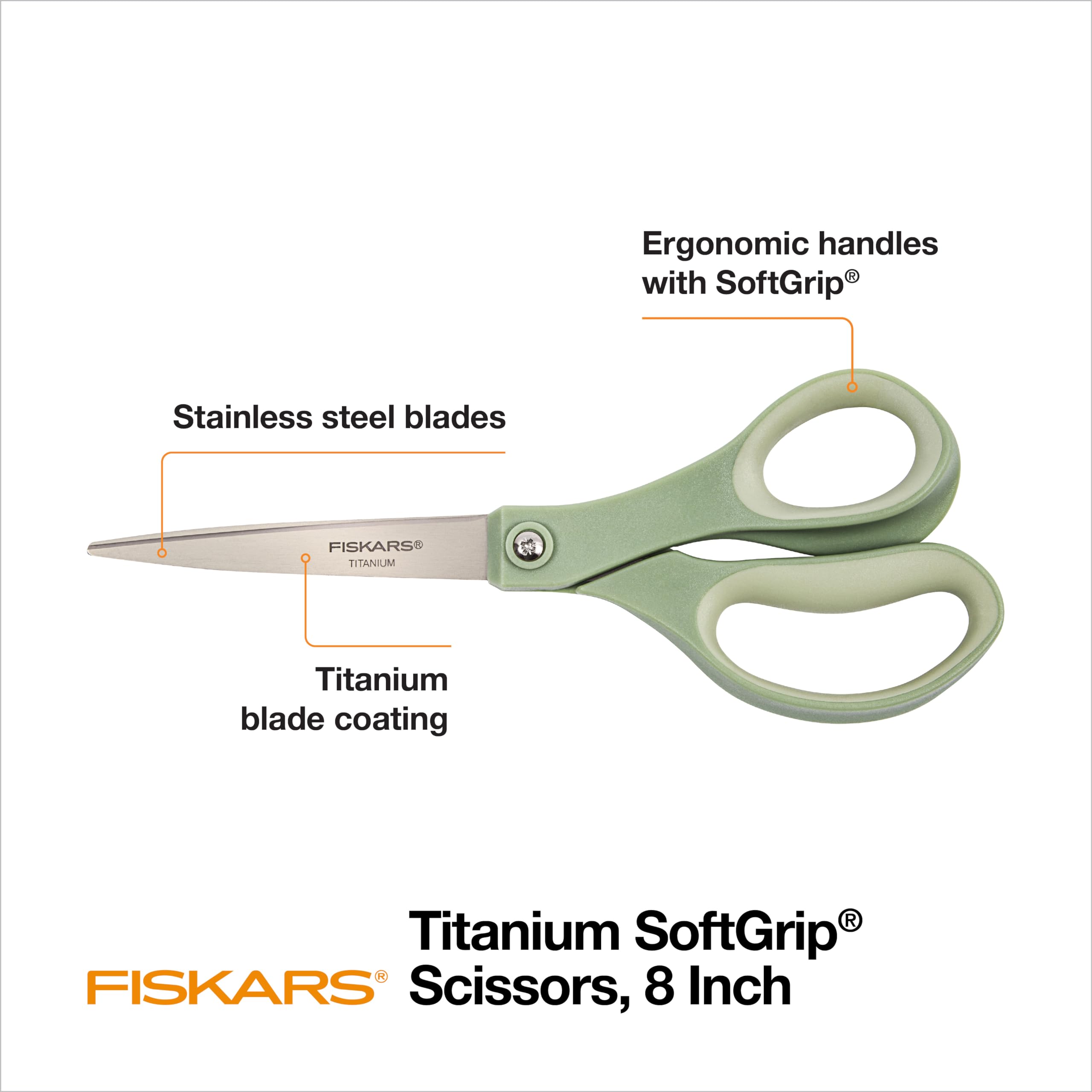 Fiskars 8 Inch Titanium Softgrip Scissors, Color 3 Pack