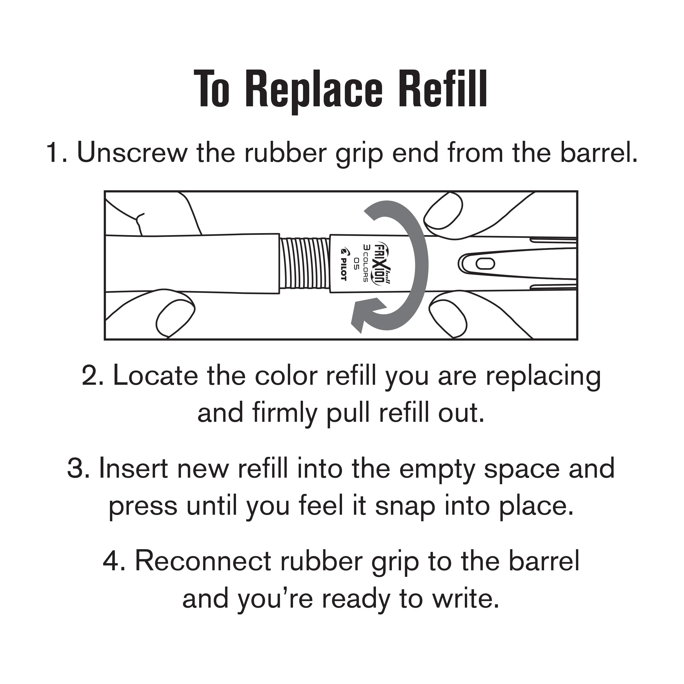 Pilot Pen FriXion Gel Ink Refills for Erasable Pens, Fine Point, Black Ink, 12-Pack