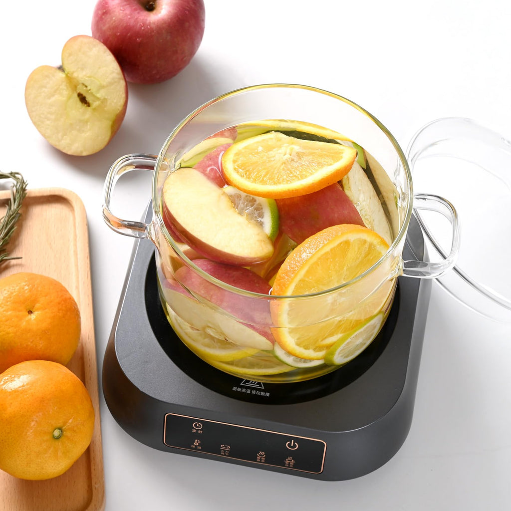 Glass Pots for Cooking on Stove, 1.5L/50OZ Glass simmer pot with Lid,High Borosilicate Pot pourri Simmer Pot, Heat-Resistant Suitable for Pasta, Soup, Milk, Fruit, Tea (1.5, Liters)