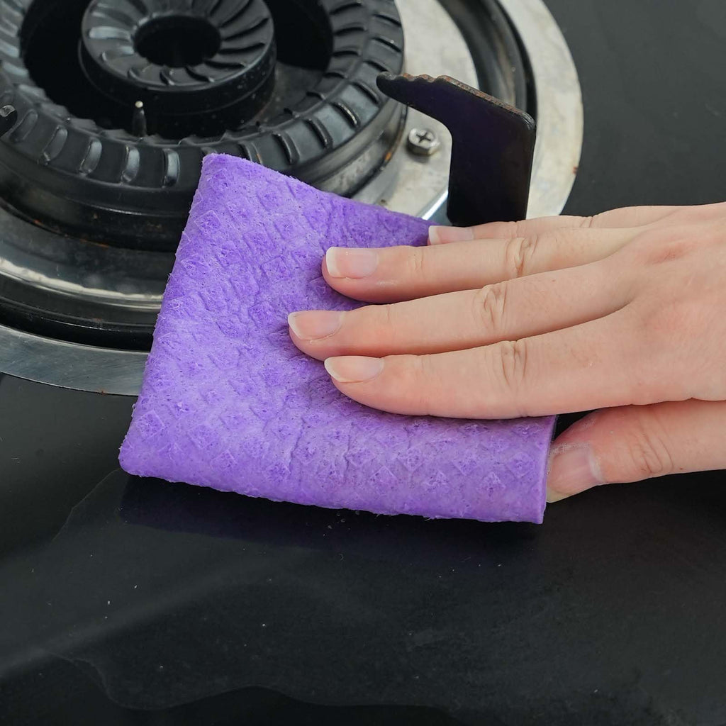 Colorful Wood Fiber Cleaning Cloths, 7x8 Inches, 10-Pack, Eco-Friendly & Reusable, Super Absorbent & Lint-Free, Ideal for Kitchen, Car, Glass, and Household Cleaning