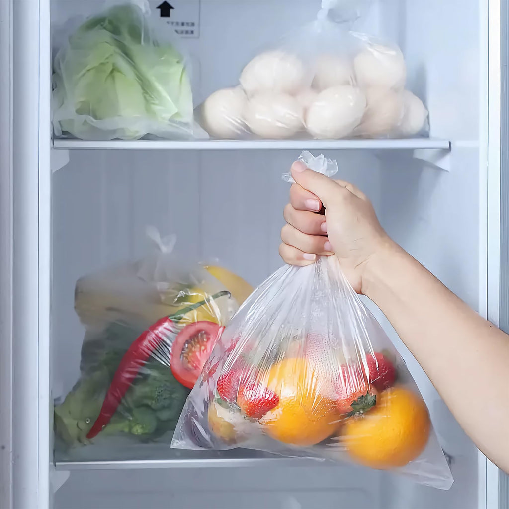 12" x 16" Clear Plastic Produce Bag on a Roll, Food Storage Bag for Vegetables, Bread, Fruits and Meat, Easy To Tear, Continuous - 350 Bags/Roll - [2 Rolls]