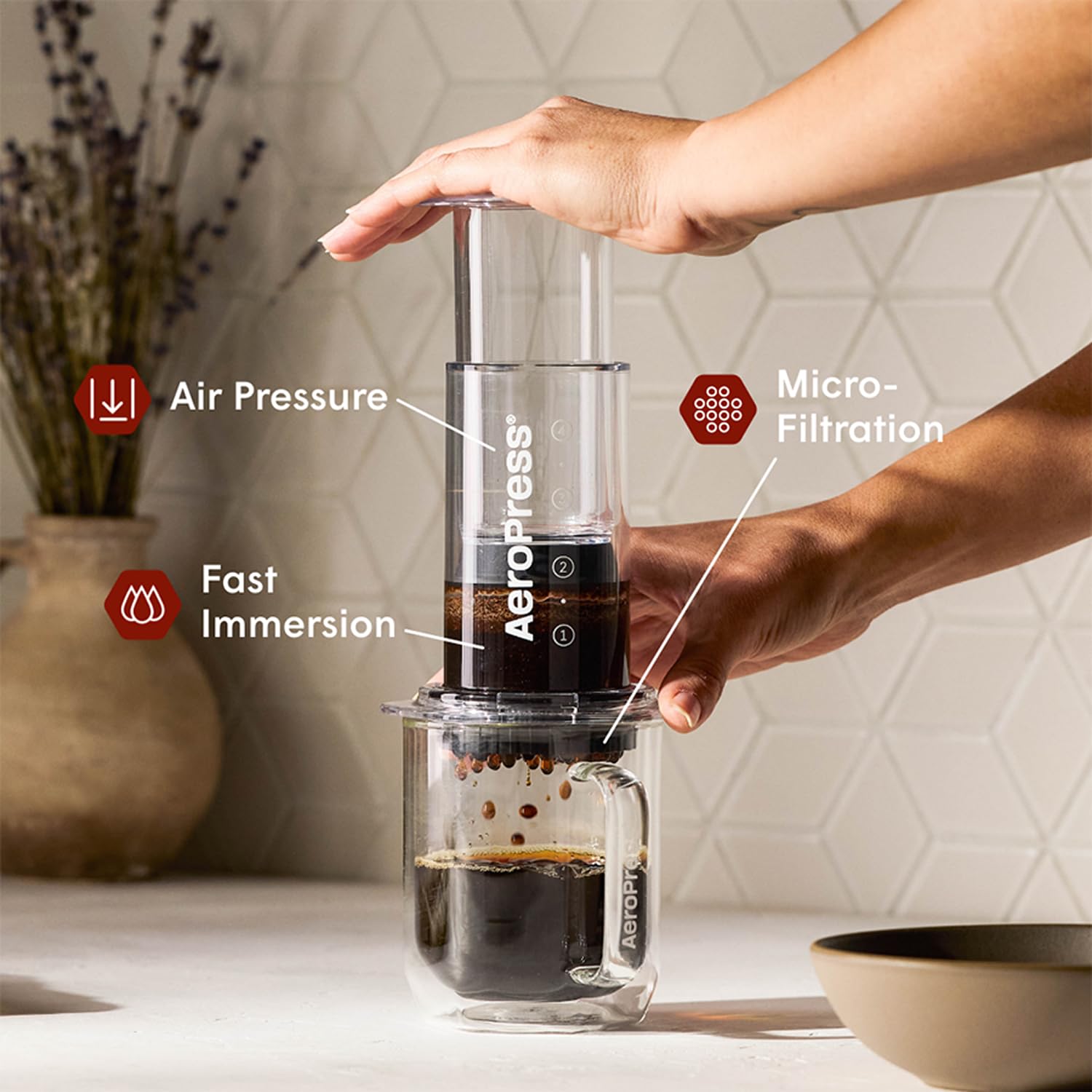 AeroPress Coffee Maker White Paper Micro-Filters, Compostable Coffee Filters Made from White, Chlorine-Free Paper, Fits Standard Size AeroPress Manual Coffee Makers, 4 Pack (1400 Count)