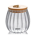 Glass Coffee Tea Canister Airtight Storage Jar Petal Decorative Container with Bamboo Lid Metal Handle Easy to Grasp 700ml (23oz)