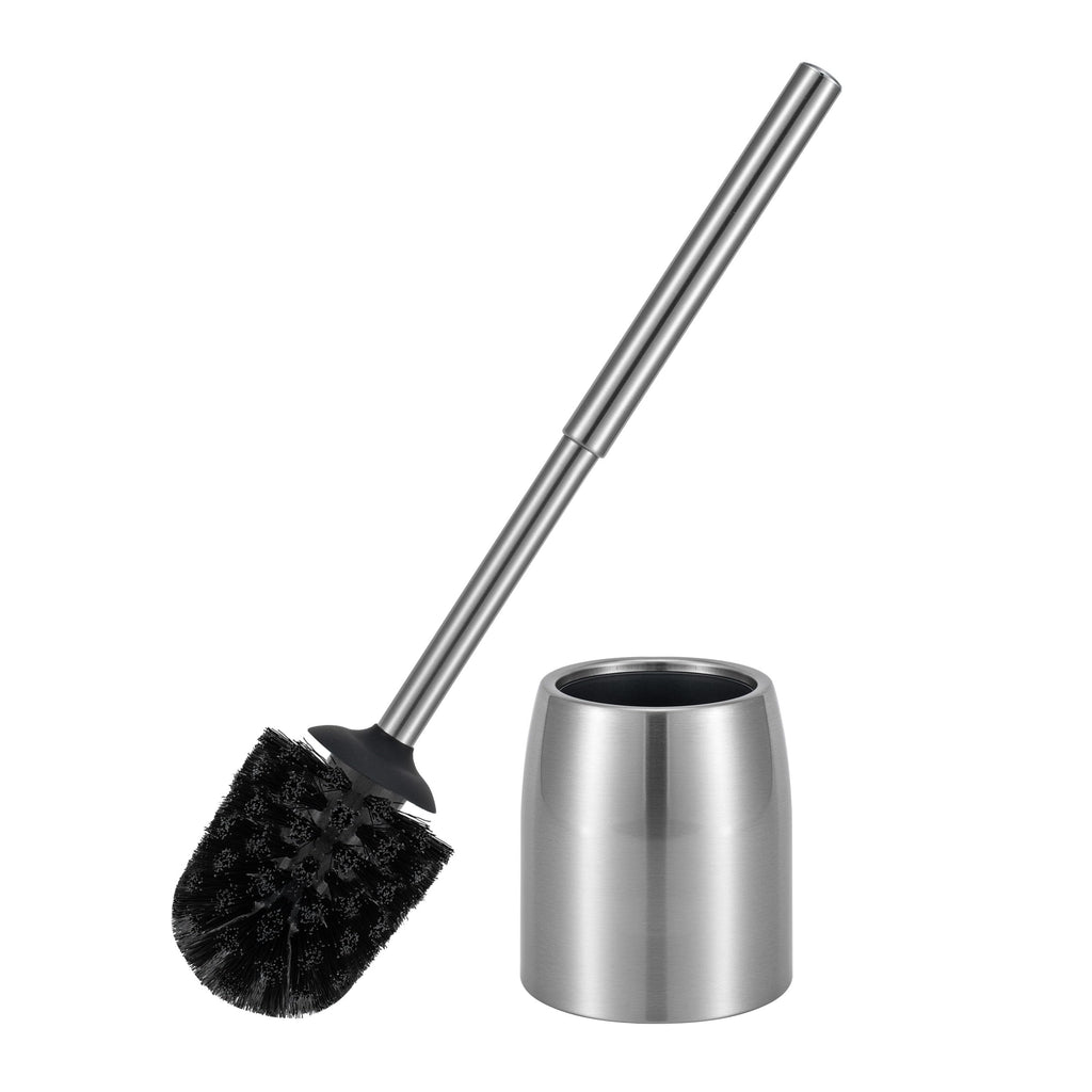 Veinvify Toilet Brush Set with Holder Brosse Toilette 30CM Long Handle Stainless Steel Bathroom Cleaning Brushes and Case Anti-Rust High Denstity Moderate Hardness Bristles Brushed