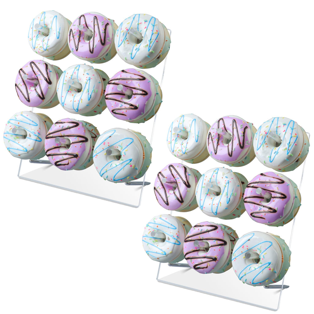 LoveDisplay donut wall, 2 Pack Acrylic Donut Stand, Clear Donut Stands for Dessert Table, 12" X 10'' Donut Wall Display Stand for Birthday, Wedding, Baby Shower, Christmas, Party