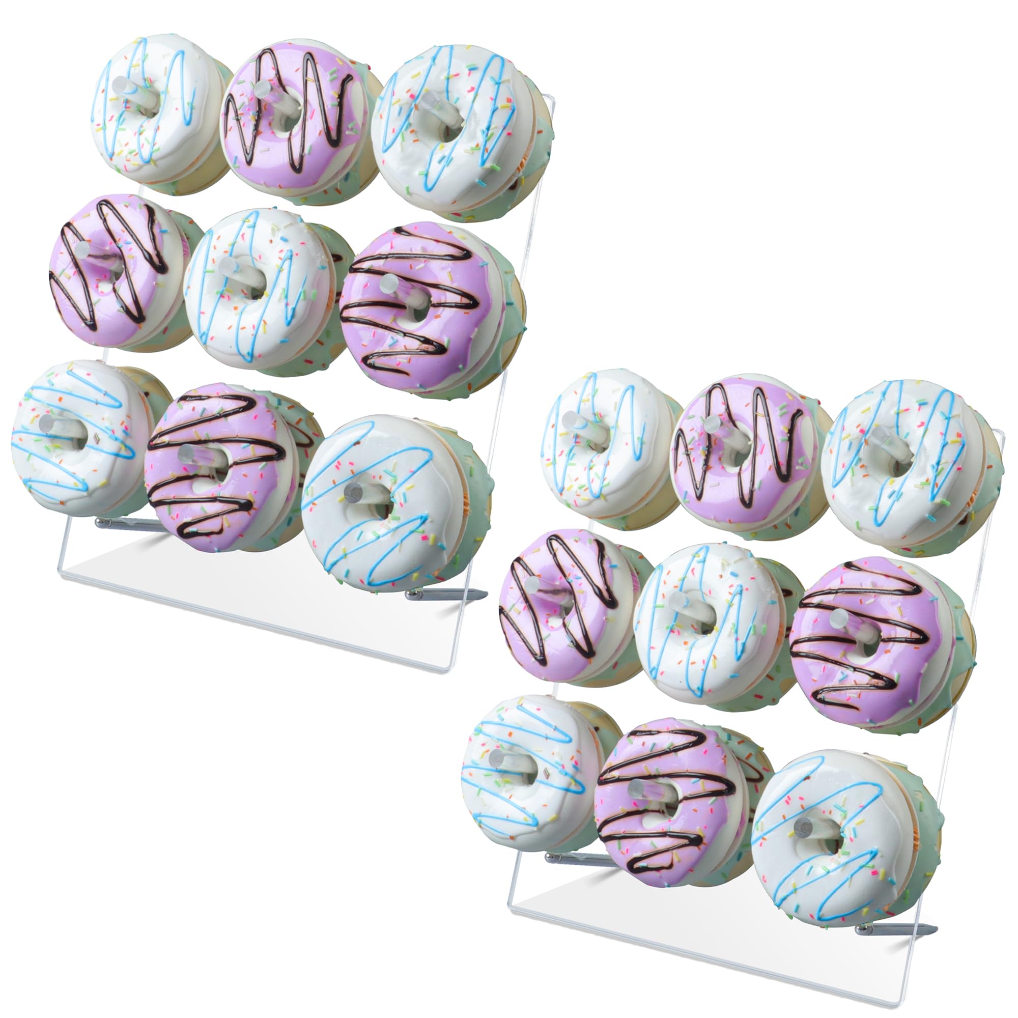 LoveDisplay donut wall, 2 Pack Acrylic Donut Stand, Clear Donut Stands for Dessert Table, 12" X 10'' Donut Wall Display Stand for Birthday, Wedding, Baby Shower, Christmas, Party
