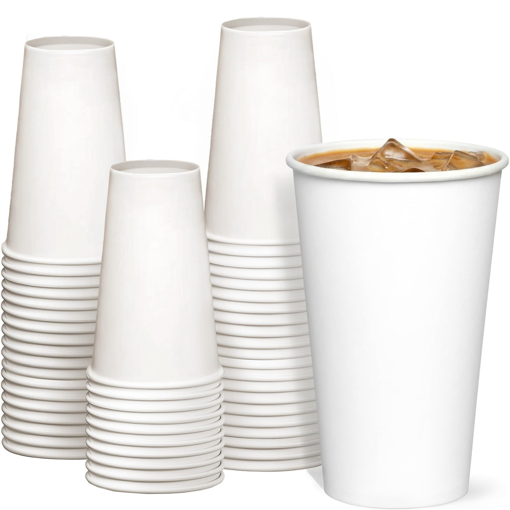GUSTO [16 oz - 100 Count] Disposable White Paper Cups, Hot Coffee Cups - Eco-Friendly Hot Cups - Formerly Comfy Package