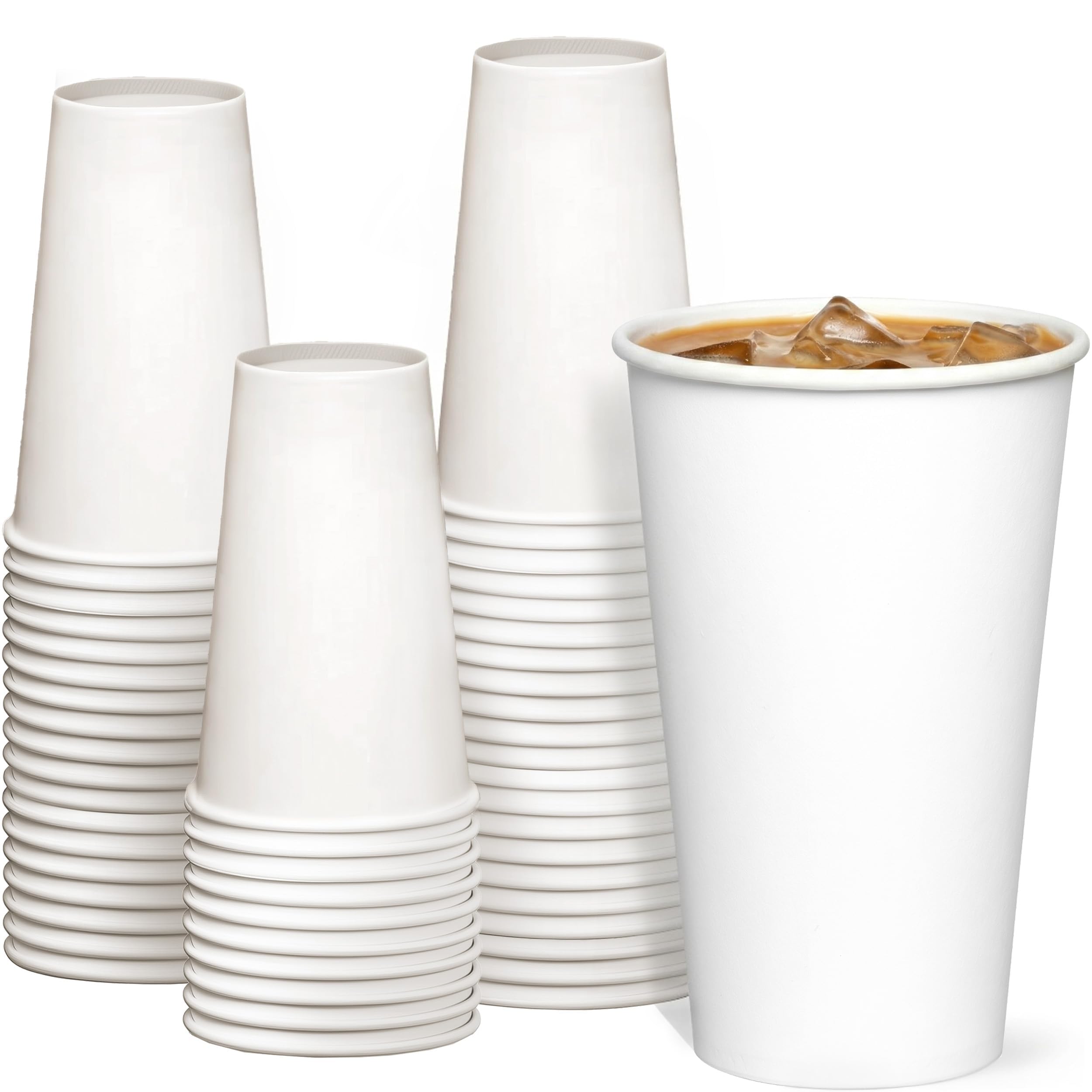GUSTO [16 oz - 100 Count] Disposable White Paper Cups, Hot Coffee Cups - Eco-Friendly Hot Cups - Formerly Comfy Package