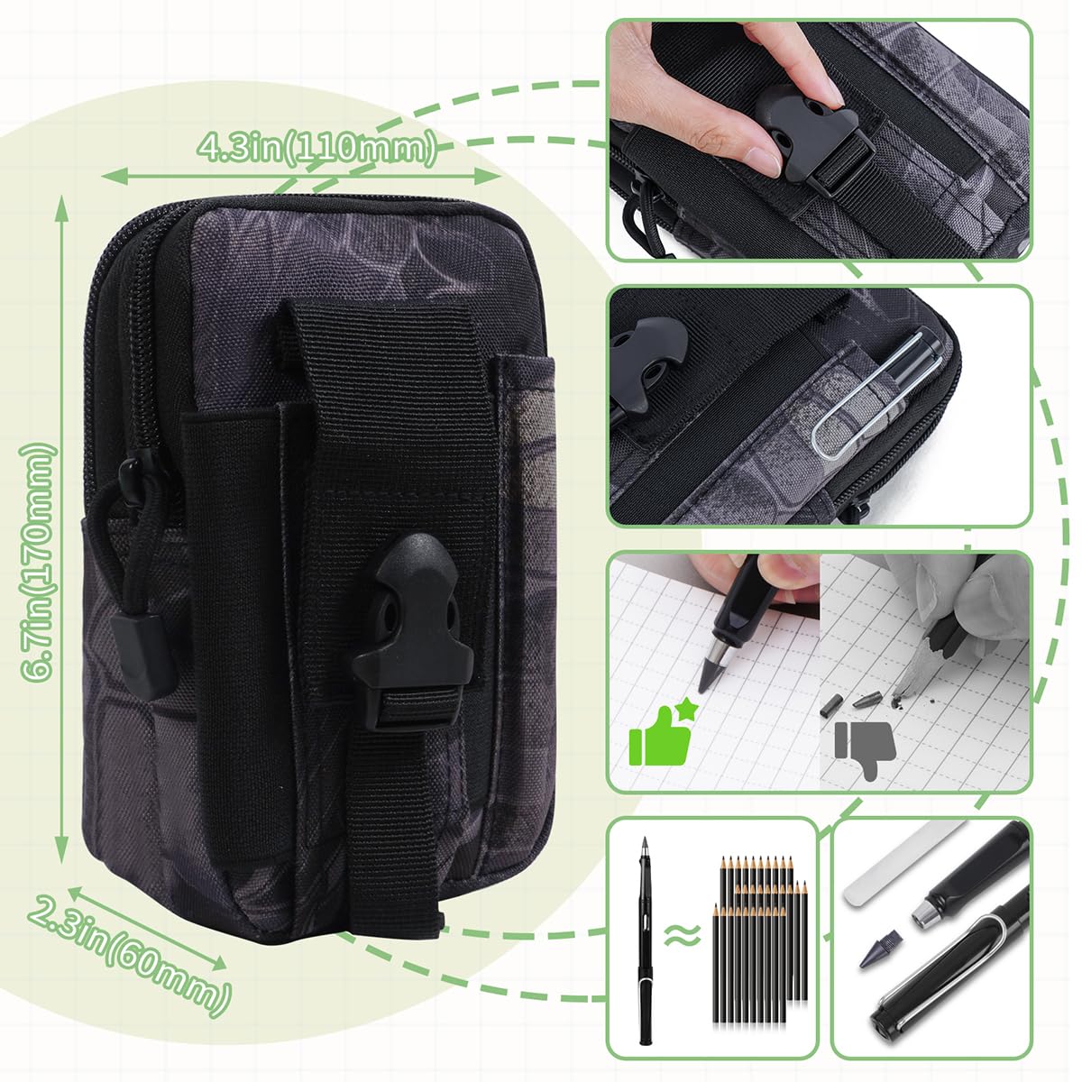 MOWEE Waterproof Notebook set of 5，3 x 5 Stone Paper Pocket Notepads，Portable All Weather Notebooks for Indoor & Field Police Notepad w/3pcs Small Spiral Note book, Pen & Storage Bag (5pcs, Black)