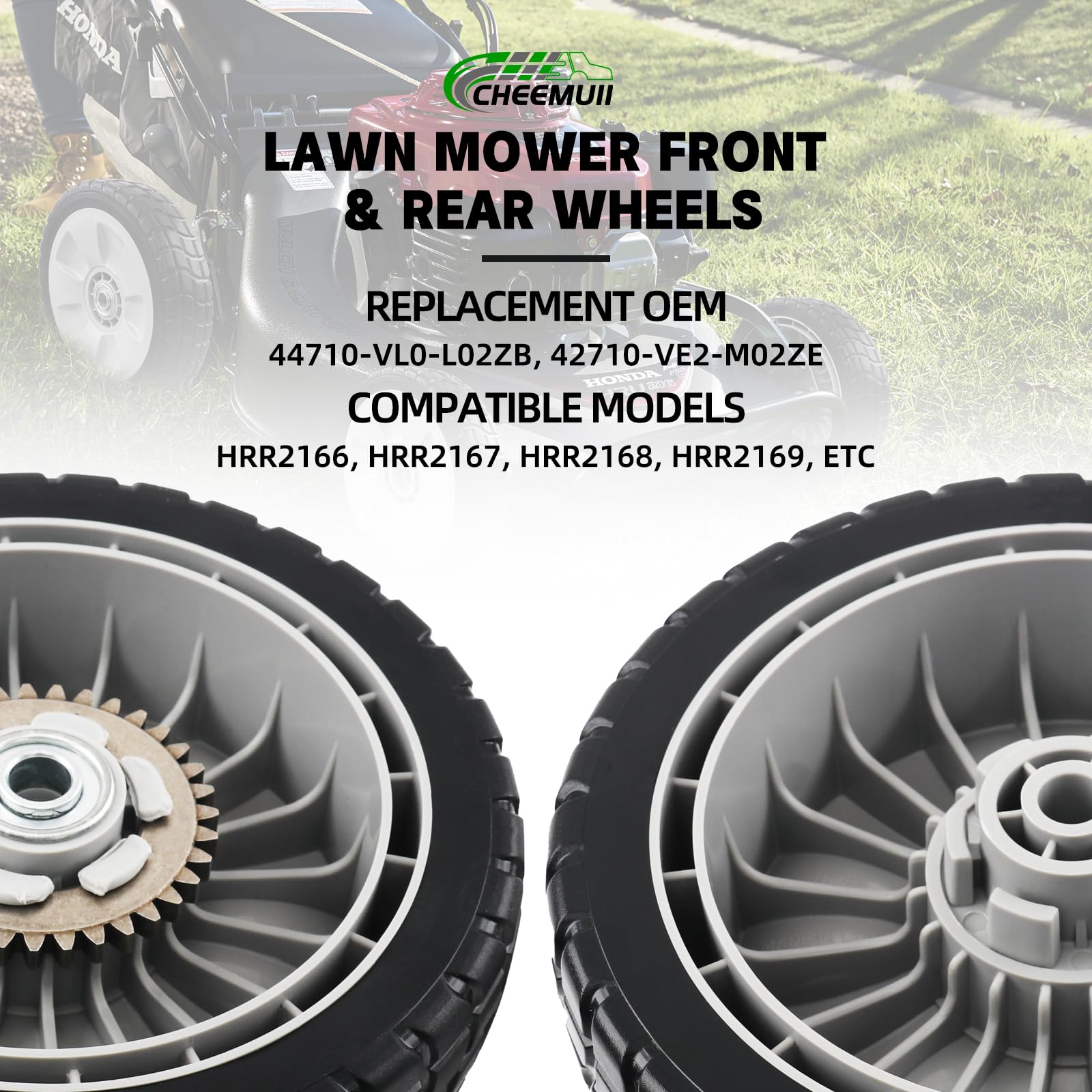 HRR216 Lawn Mower Drive Wheels Kit 2 Pcs Rear Wheels 42710-VE2-M02ZE Replace for Honda HRR216 HRS216 HRT216 Walk-behind Lawn Mower