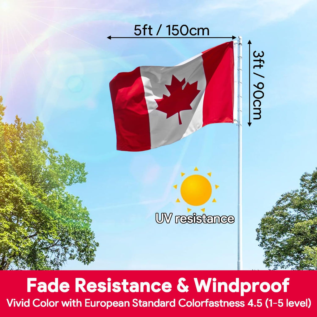 Canada Flag 3x5 Ft Heavy Duty 210D Nylon Canadian Flags Outdoor Durable Embroidered Maple Leaf 4 Stitched Fly Ends UV Fade Resistant Premium Canadian Flags Home Garden Yard Decorations
