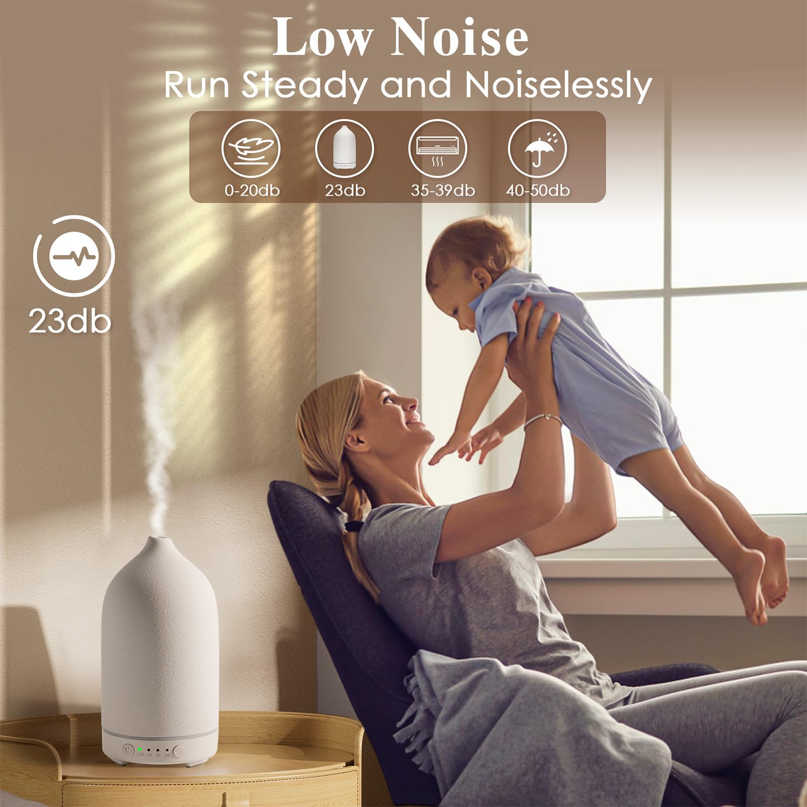 Diffuserlove Ceramic Diffuser 160ml Essential Oil Diffusers Aromatherapy Essential Oil Diffuser for Room Air Diffuser for Home Bedroom Stone Diffuser