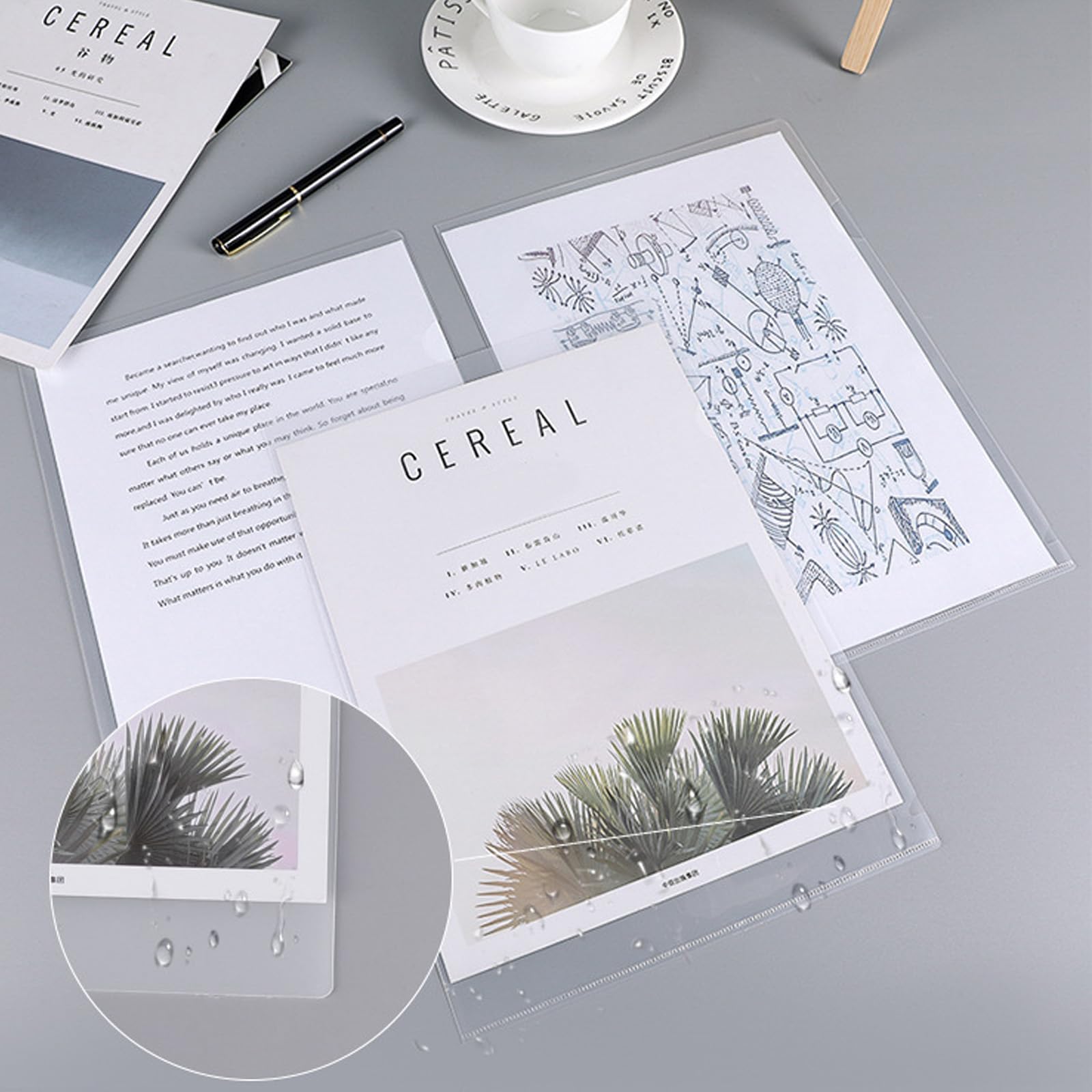 50 Pcs L-Type Clear Paper Folder, A4 Plastic Document Holder for US Letter/ A4 Size File Folders for File Storage Paper Organization, Office/School Supplies