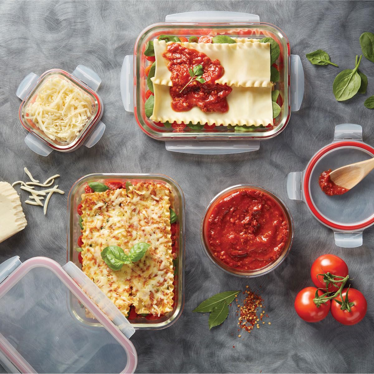 STARFRIT LocknLock 8-Piece Borosilicate Glass Container Set - 4 x 21oz/630ml - Airtight & Leakproof - 4-Sided Locking Lid