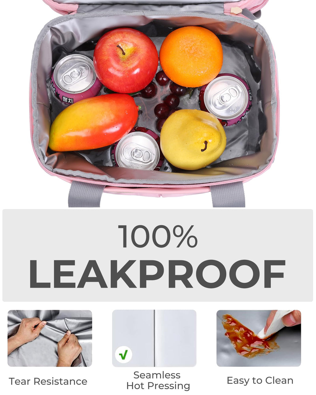 Hedcaw Lunch Box for Women Double Deck Insulated Lunch Bag Women Expandable Leakproof Reusable Lunch Cooler Bag for Work, Office, Picnic, Pink