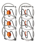 2 Pack Pot Lid Organizer Rack, 6-Tier V-Wall Pot Lid Holder, No Drilling Adhesive Cabinet Door/Wall Mounted Pot Cover Rack, Kitchen Shelf for Pots and Pans (Black)
