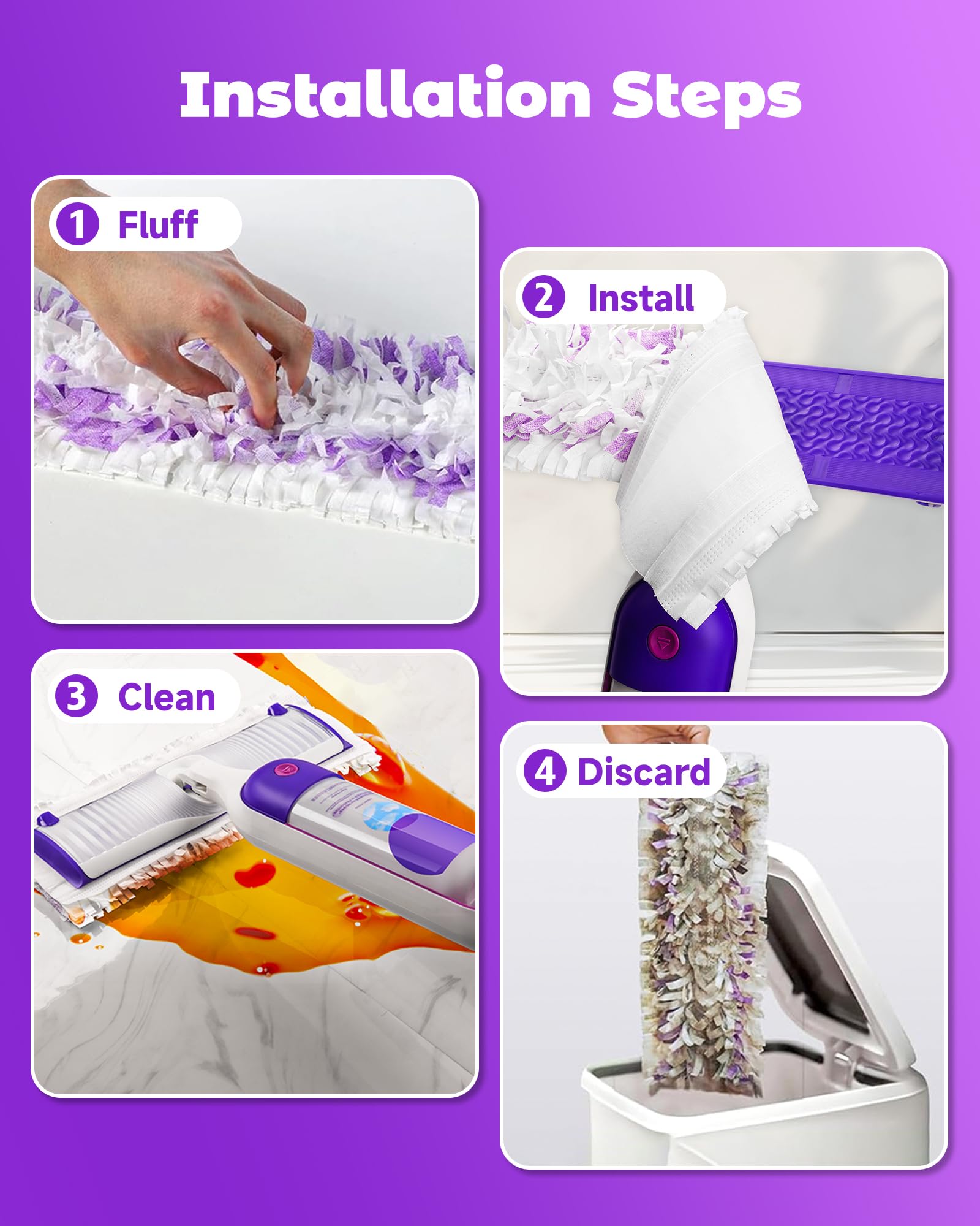 24 Pack Disposable Power Mop Pads Refills for Swiffer Power Mop Pads, 5X Cleaning & Unscented 14-Layer Thickened Multi-Surface Replacement Mopping Refills Pads for Floor Surface Cleaning