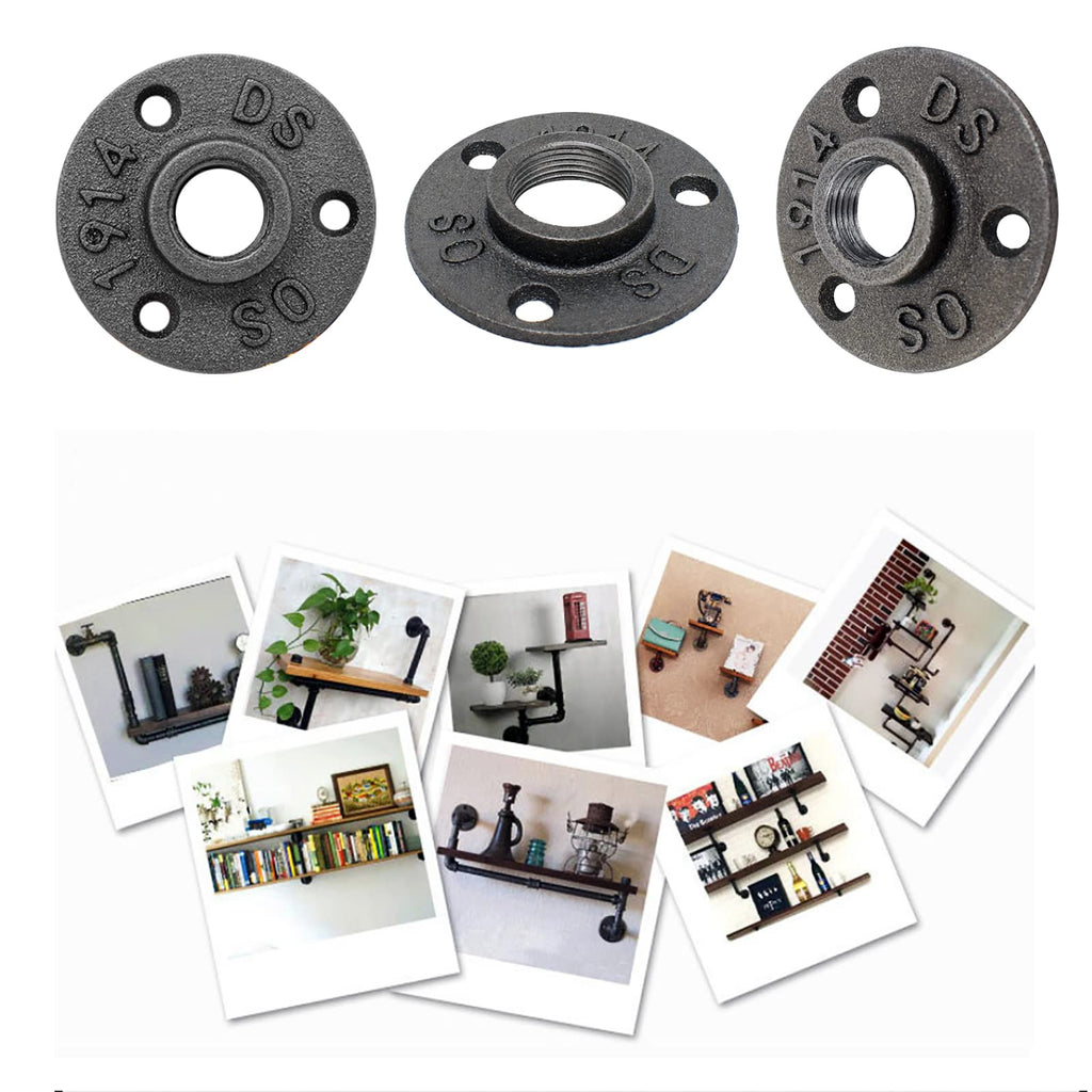GKYZBB 10pcs 3/4″ Floor Flange,Home malleable Metal Pipe Fittings for Industrial Retro Style,Pipe Flange with Threaded Holes for DIY Projects/Furniture/Shelf Decoration (3/4)