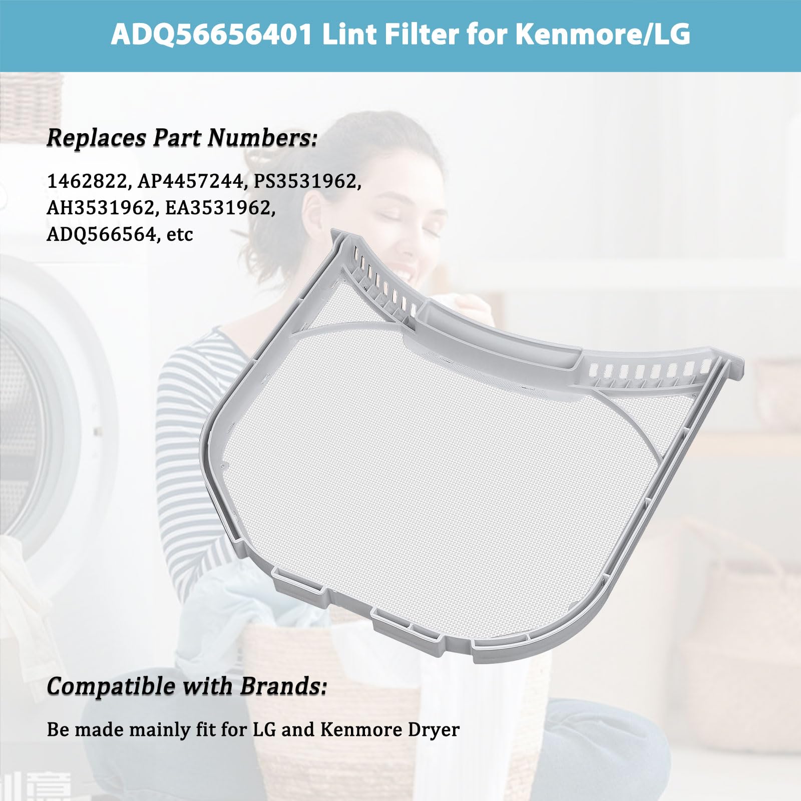 UPDATED ADQ56656401 Dryer Lint Filter Replacement for LG and Kenmore Dryer Lint Screen Replaces 1462822, AP4457244, PS3531962, AH3531962, EA3531962