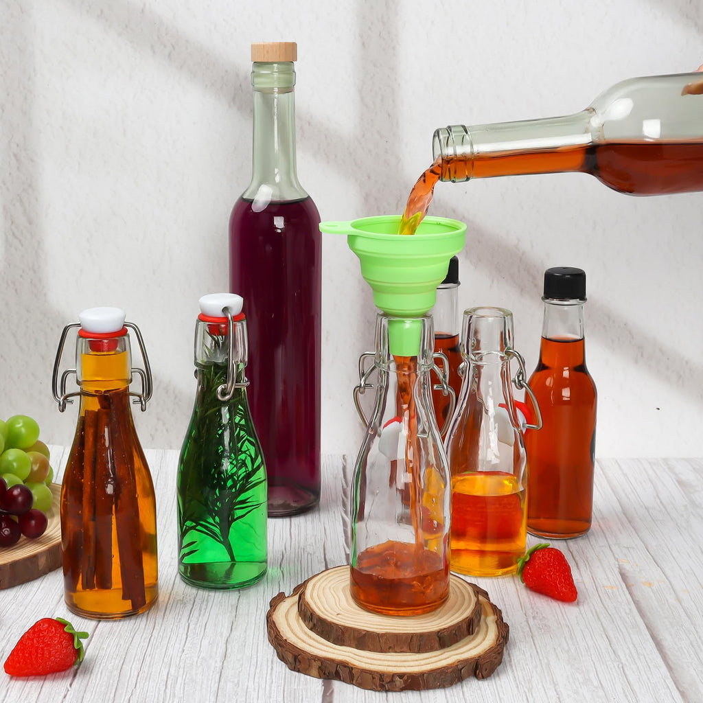 5 oz Flip Top Glass Sauce & Liquor Bottles - 150 ml Glass Spirit Bottles, Clear Small Bottle for Kitchen, Home Brewing Wine&Juicing Containers for Bordeaux Wine, Beverage [10 Pack]