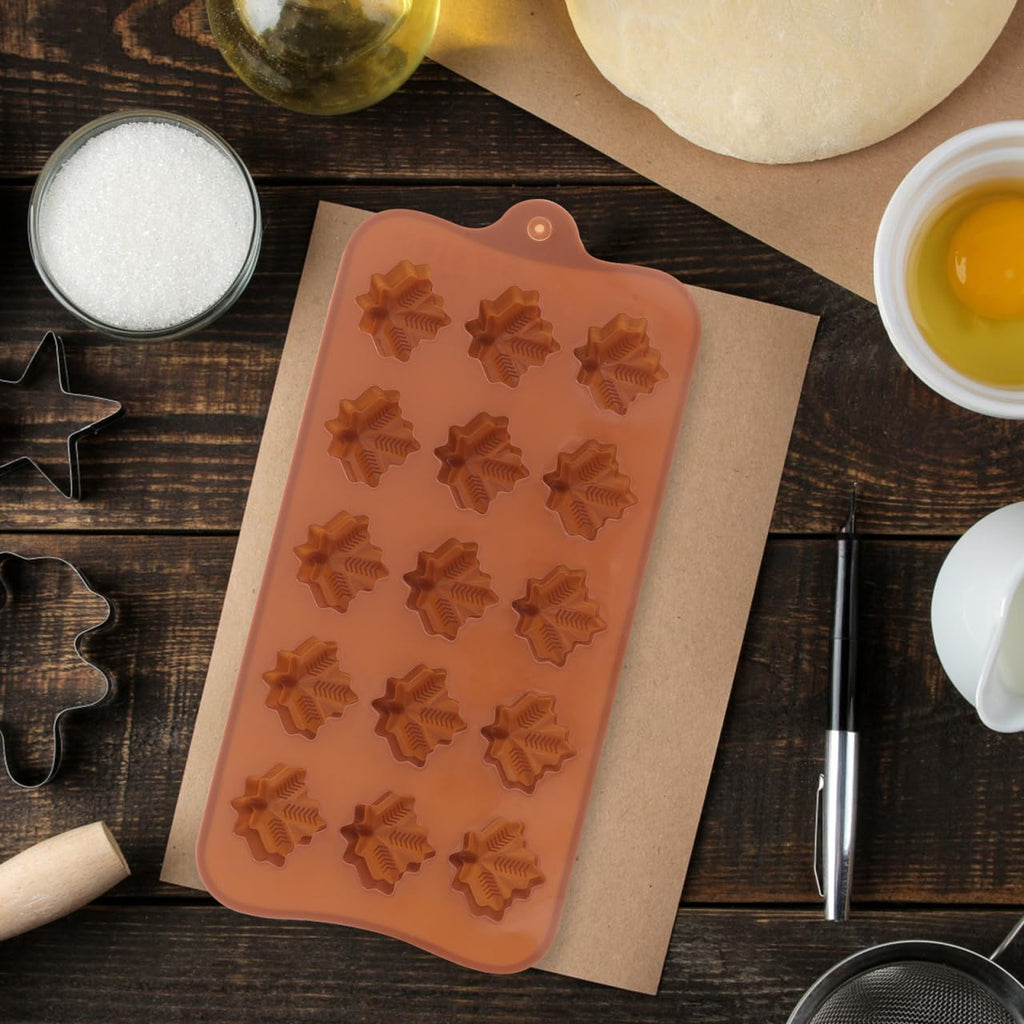 DECHOUS 4 Pack Maple Leaf Candy Mold: Silicone Maple Syrup Candy Molds Tray for Chocolate Gummies Candies Fondant Home Party