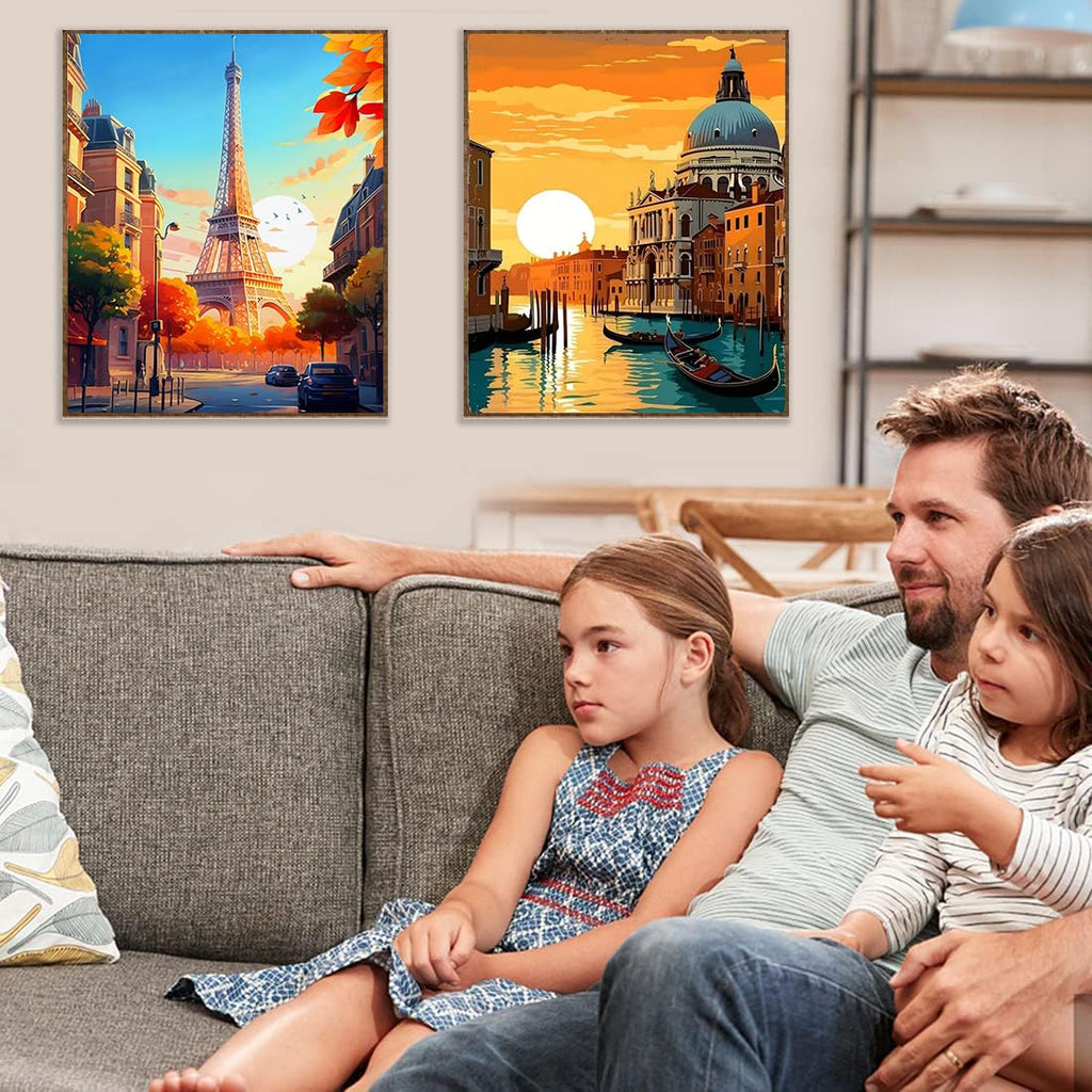 6 Pack Cityscape Diamond Painting Kits for Adults,Famous Landscape Diamond Art Kits for Adults,5D Full Drill DIY Scenery Diamond Dot Gem Art Kit Wall Home Decor Arts Craft 12x16 inch