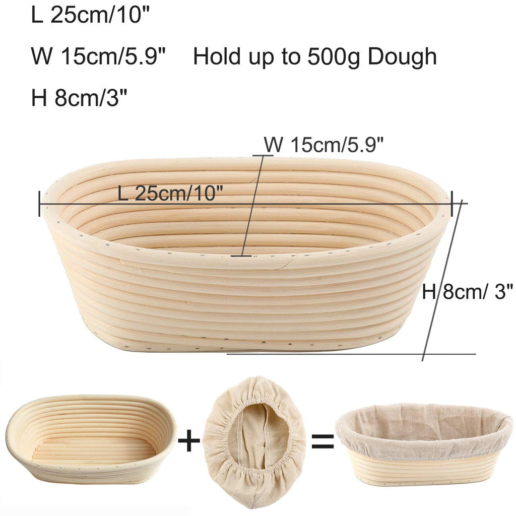 Round Oval Bread Proofing Basket Pack 2 Bread Mold Sourdough Bread Bannetons Bortforms Proofing Basket Bowl Baking Mold Bakeware Tools with Linen Cloth Liner