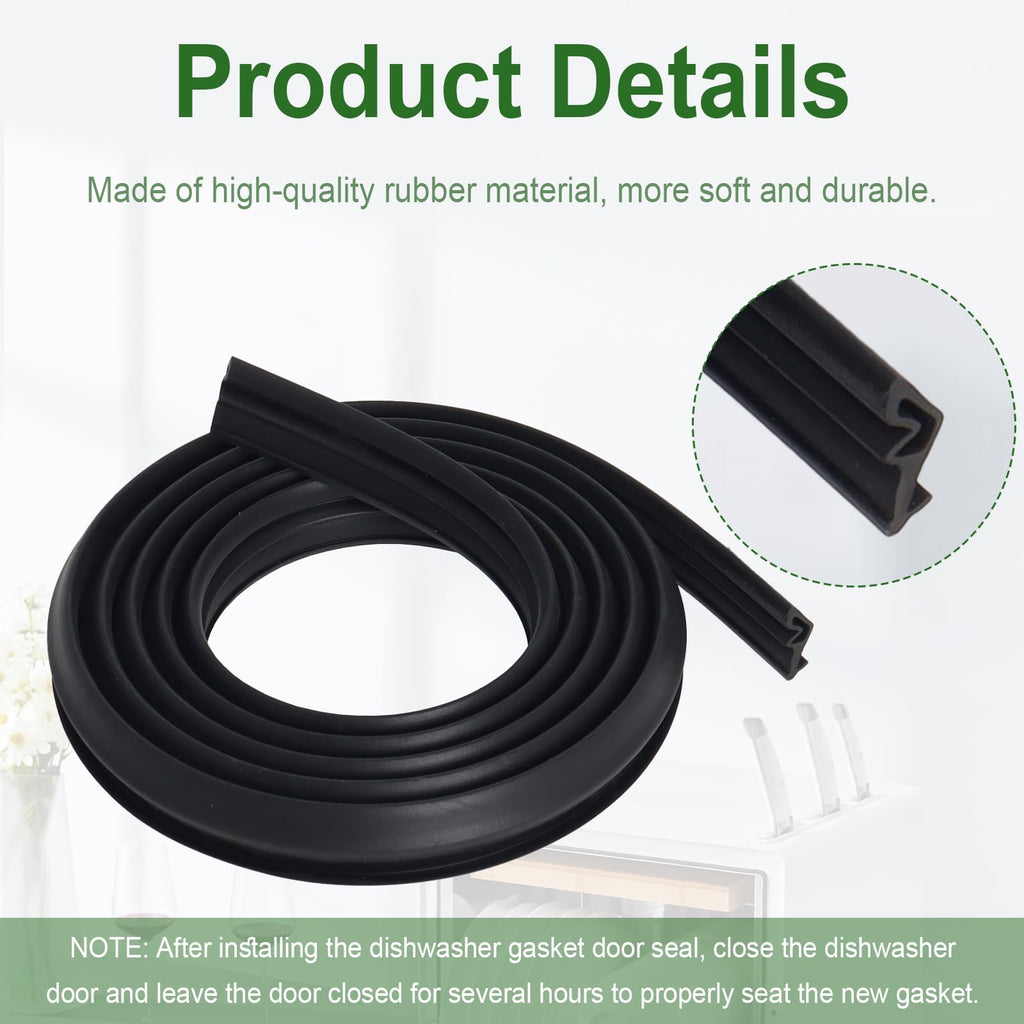 W11177741 W10300924 Dishwasher Gasket Door Seal Compatible with Whirlpool Maytag Kenmore Dishwashers Replaces W10300924V W10300924VP 4843807 W10660528 PS12348515