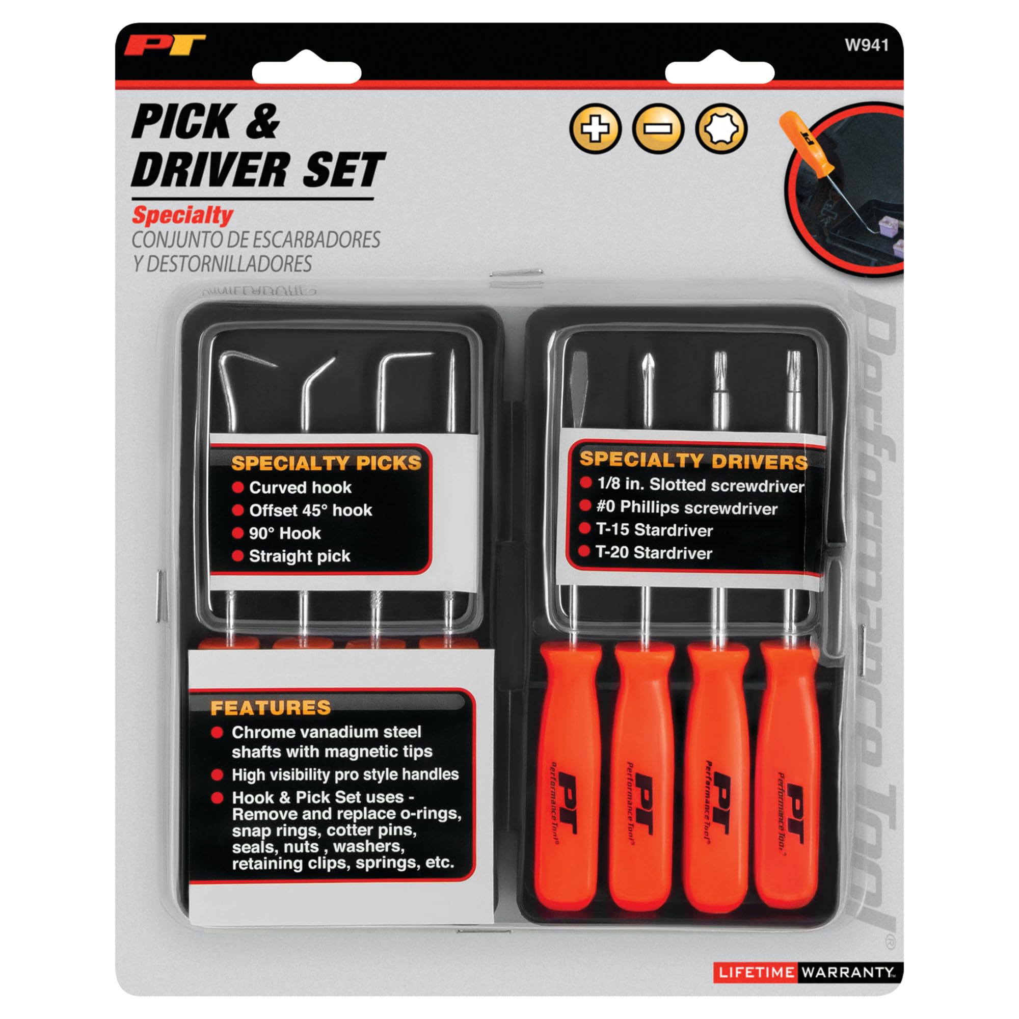 Performance Tool W941 8-Piece Specialty Pick/Driver Set