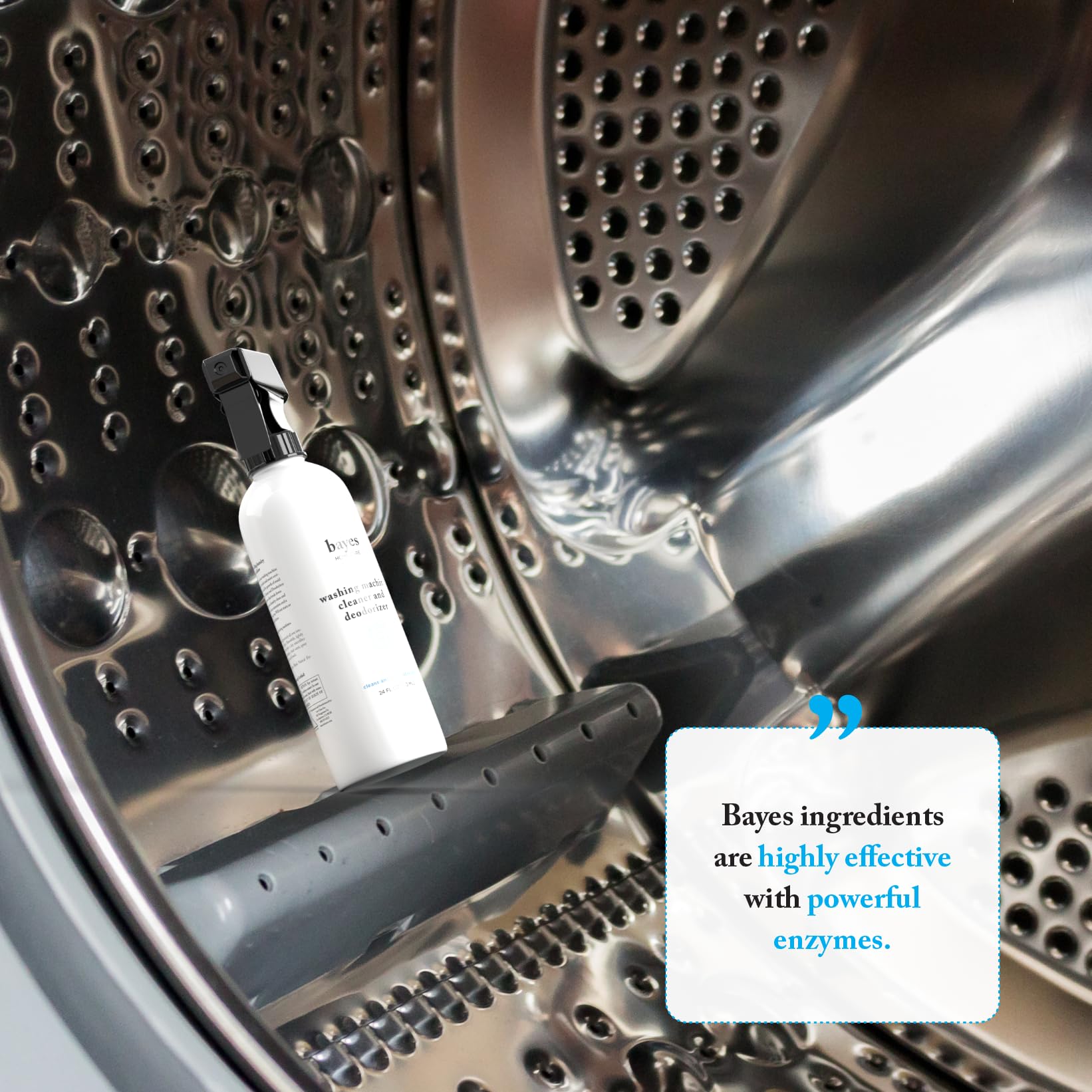Bayes Washing Machine Cleaner & Deodorizer - Cleans and Eliminates Odors for Fresh Smelling Laundry - 24 Ounce
