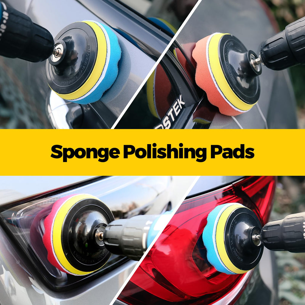 Holikme 22Piece Drill Brush Attachments Set, Scrub Pads & Sponge,Buffing Pads, Power Scrubber Brush with Extend Long Attachment, Car Polishing Pad Kit