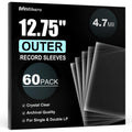 60 Vinyl Record Sleeves Outer, 4.7 Mil Crystal Clear Vinyl Record Sleeves, 12.75'' x 12.75'' Record Sleeve Compatible with Single and Double LP Album Covers