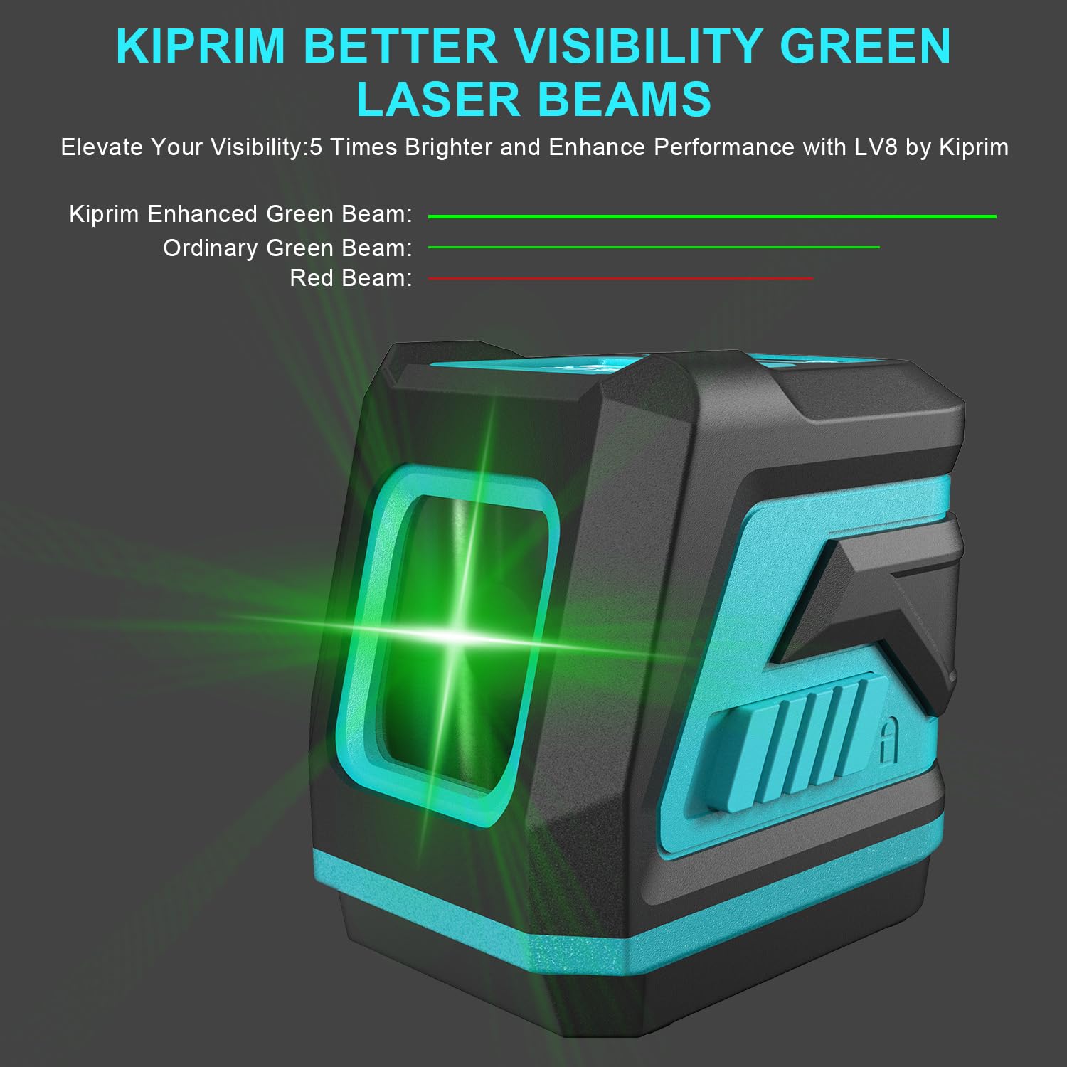 Kiprim Green Laser Level LV8 with Enhanced Visibility,Adjustable Brightness,Manual/Self Leveling/Pulse Mode,Batteries and Carrying Pouch Included