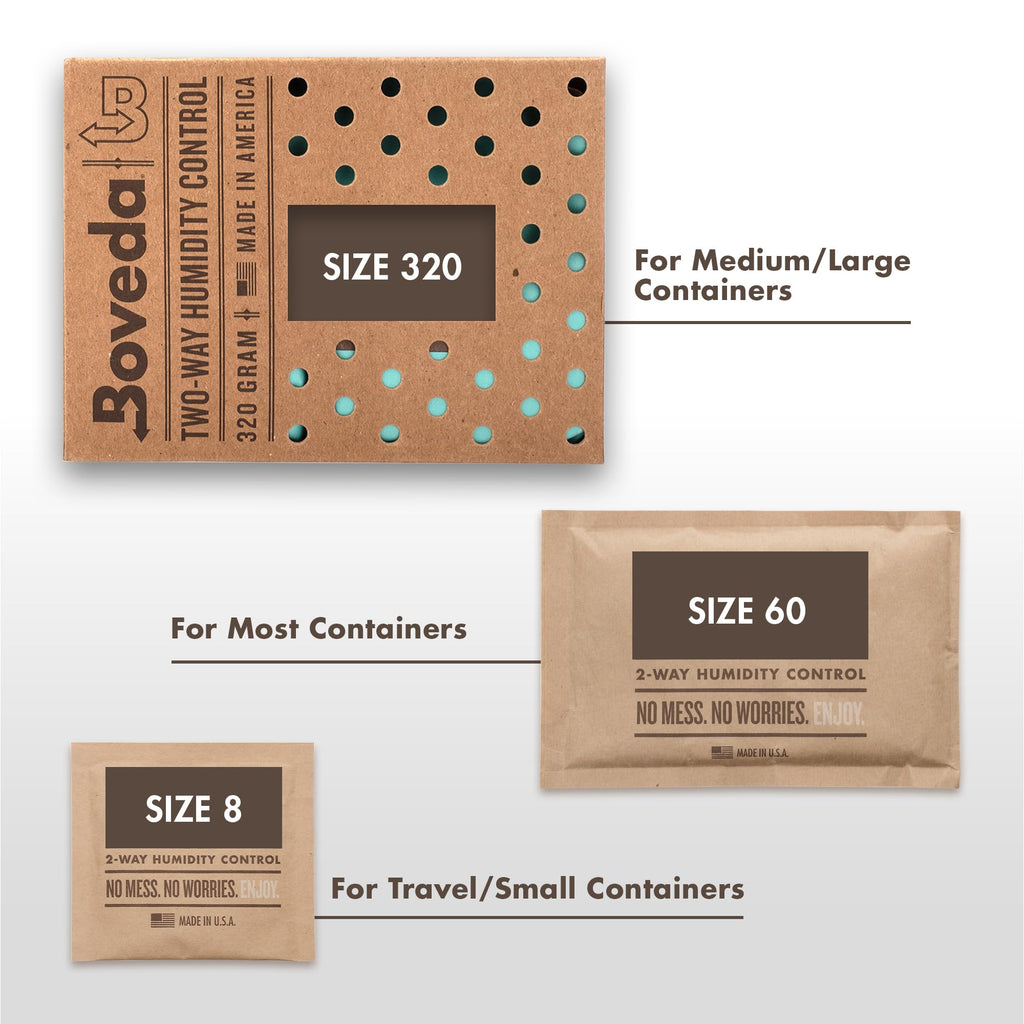Boveda 69% Two-Way Humidity Control Packs For Plastic and Wood Containers Size 60 – 4 Pack – Moisture Absorbers – Humidifier Packs – Hydration Packets in Resealable Bag